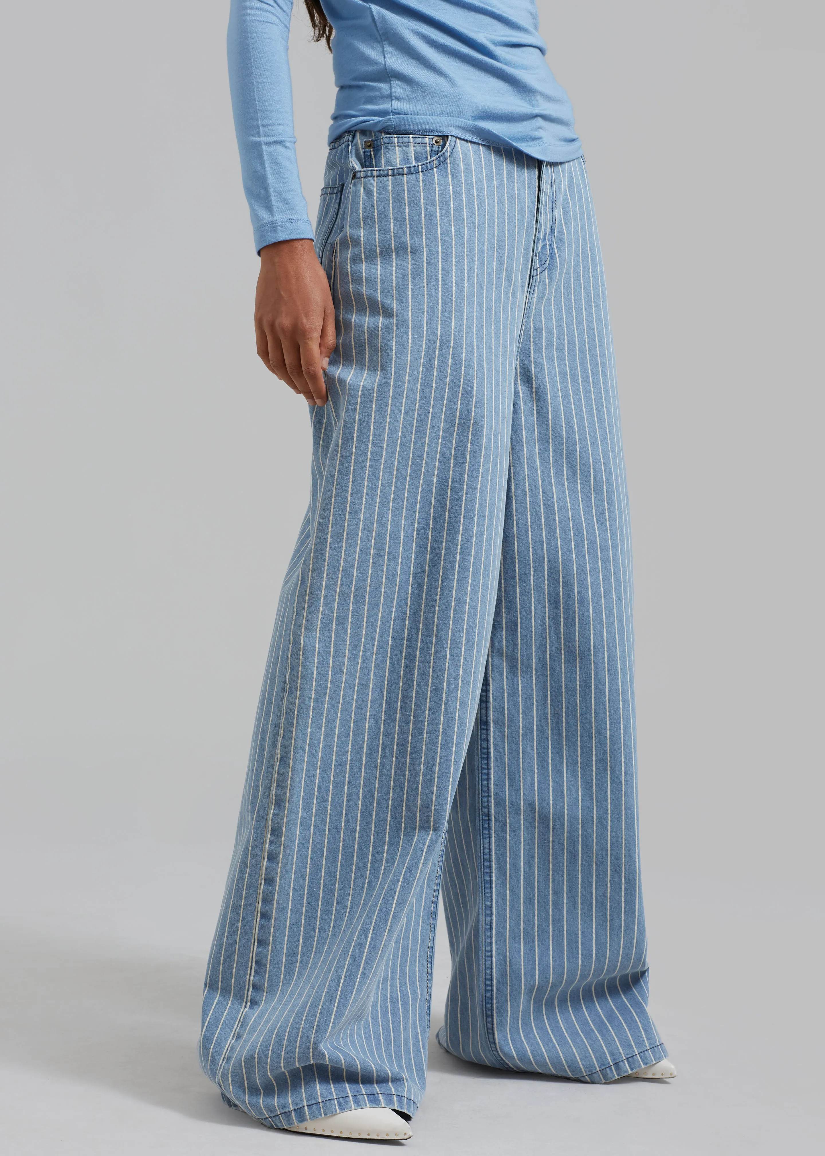 Sasha Wide Leg Jeans - Light Blue/White Stripe sold by Frankie Shop product image thumbnail 2