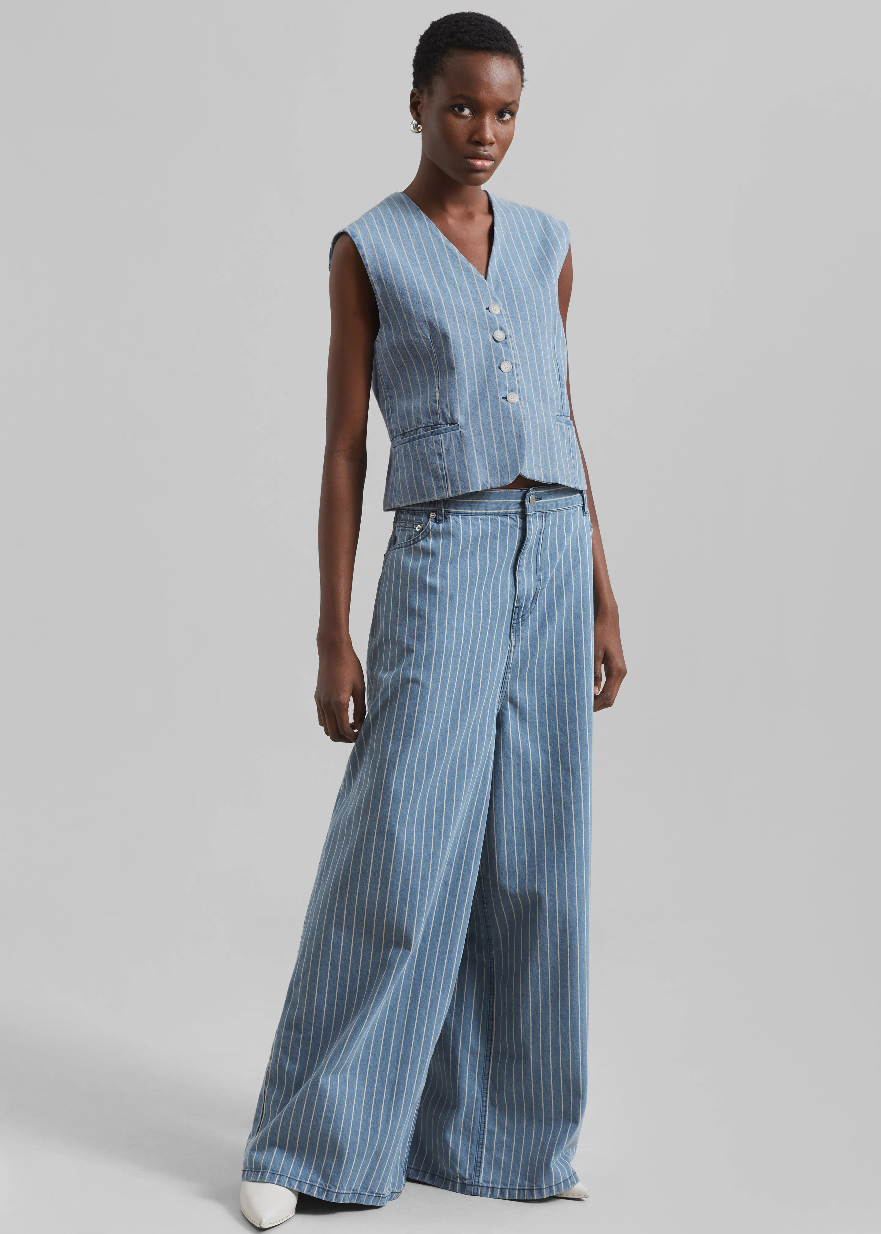 Sasha Wide Leg Jeans - Light Blue/White Stripe sold by Frankie Shop product image thumbnail 3
