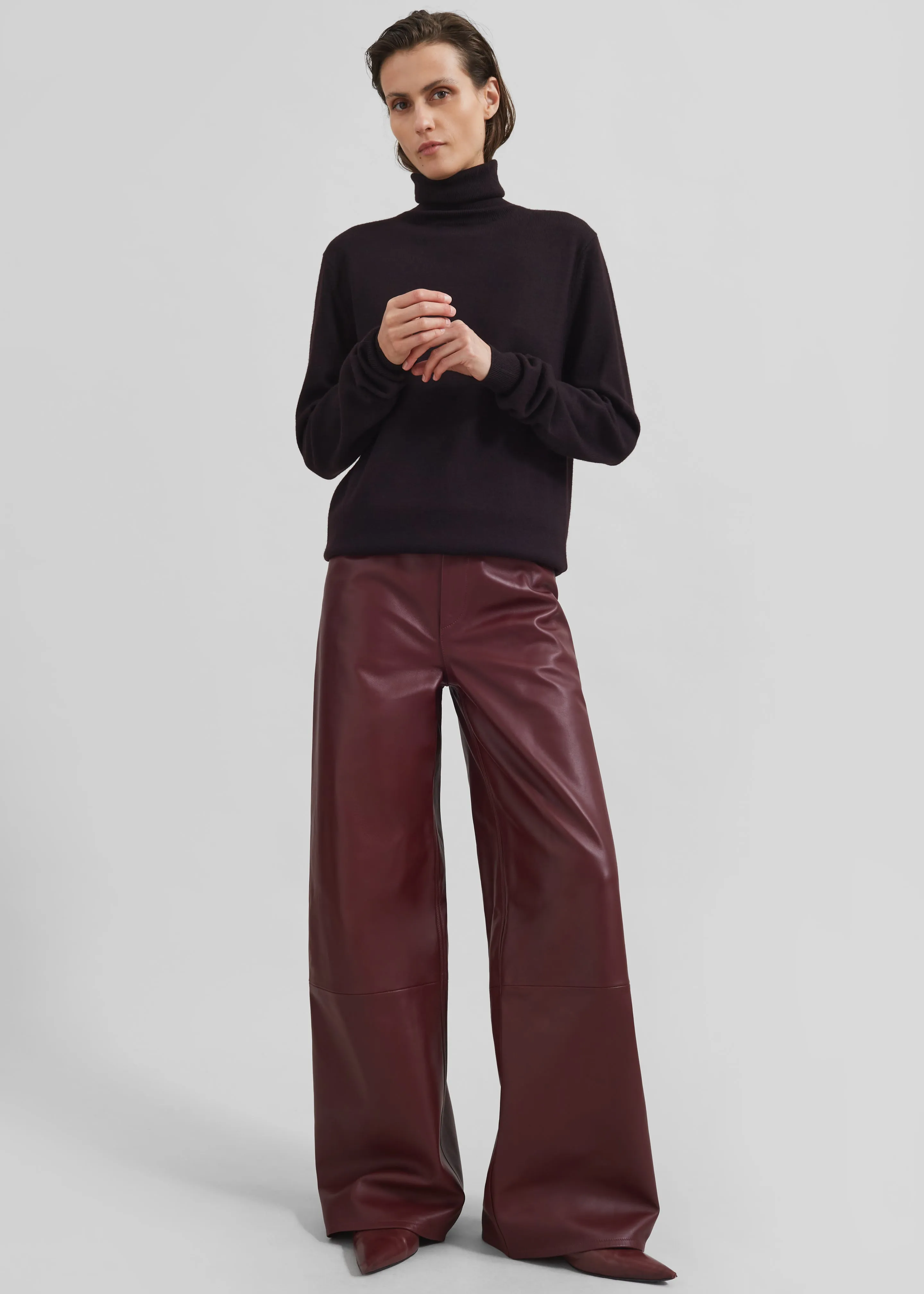 Loulou Studio Figari Leather Pants - Burgundy sold by Frankie Shop product image thumbnail 2