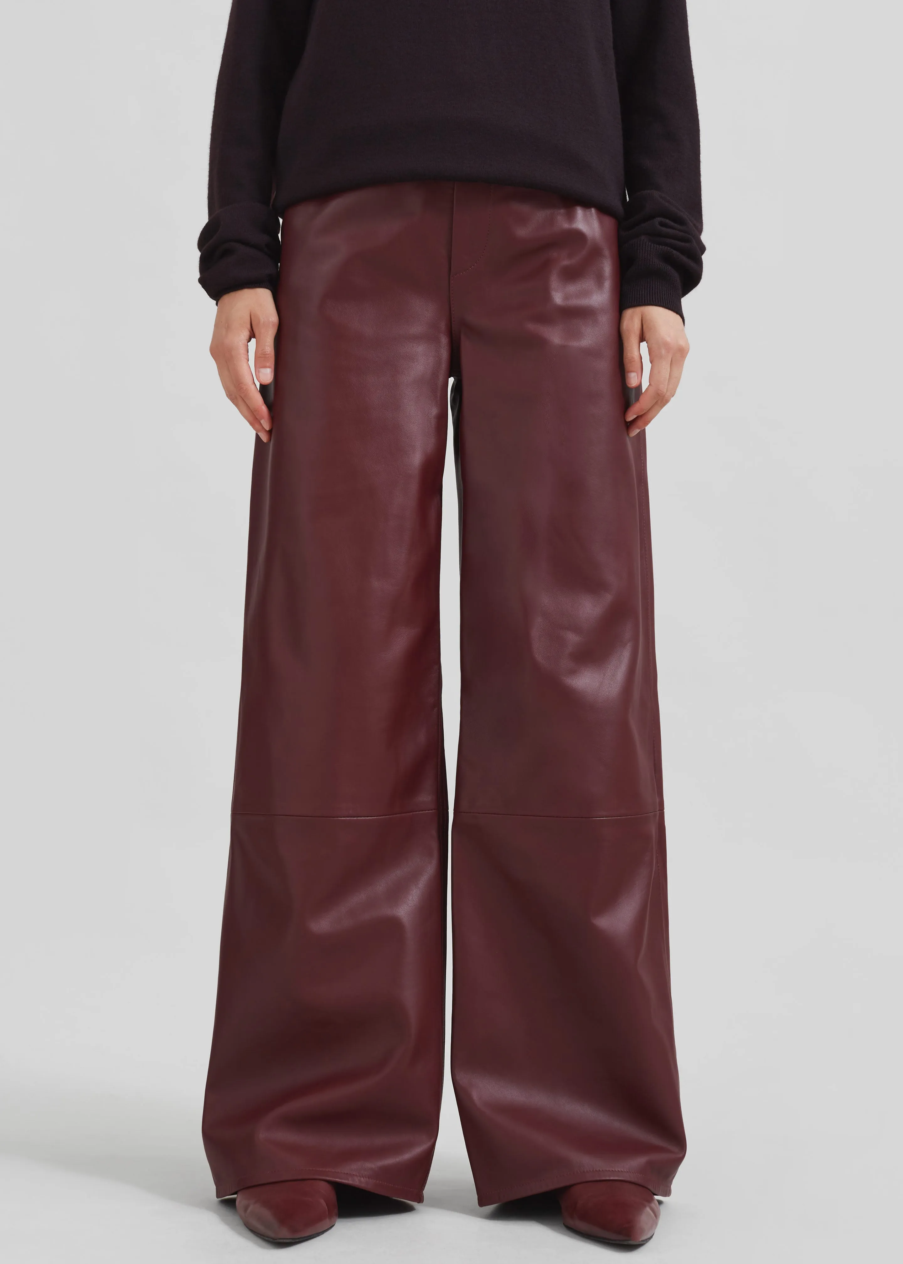 Loulou Studio Figari Leather Pants - Burgundy sold by Frankie Shop product image thumbnail 4