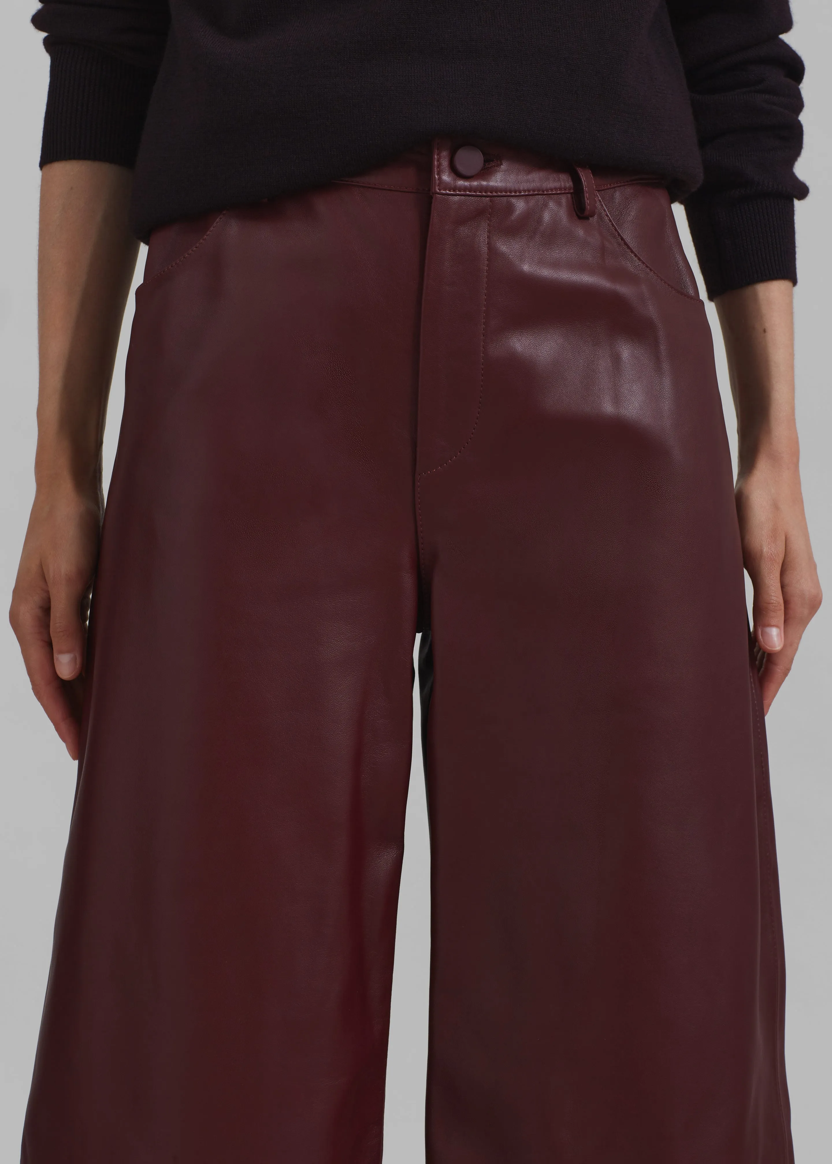 Loulou Studio Figari Leather Pants - Burgundy sold by Frankie Shop product image thumbnail 3