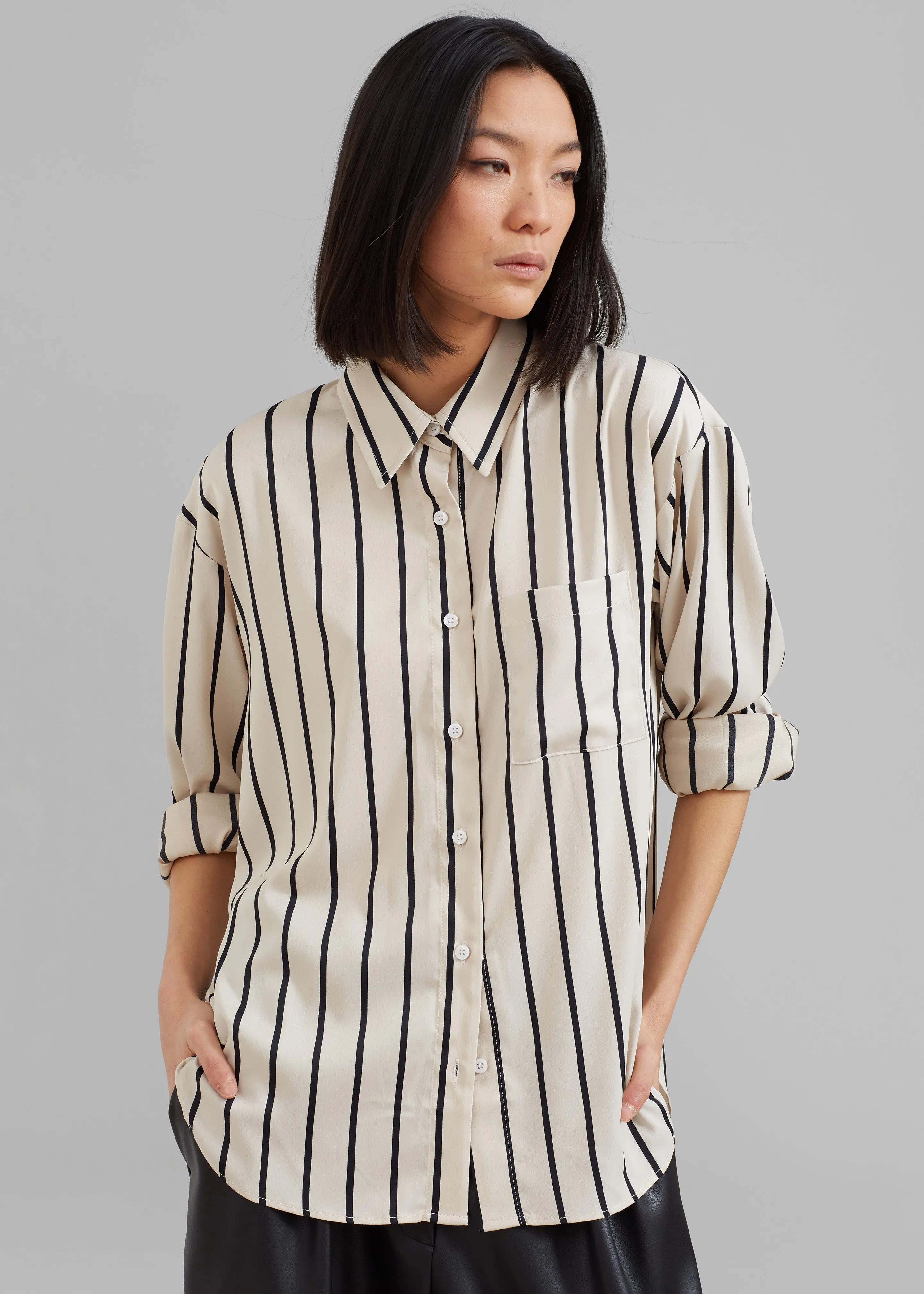 Lui Satin Shirt - Black Stripe sold by Frankie Shop product image thumbnail 3
