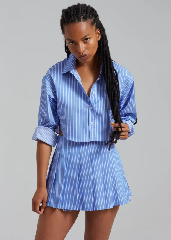 Steffi Cropped Shirt - White Stripe made by Frankie Shop