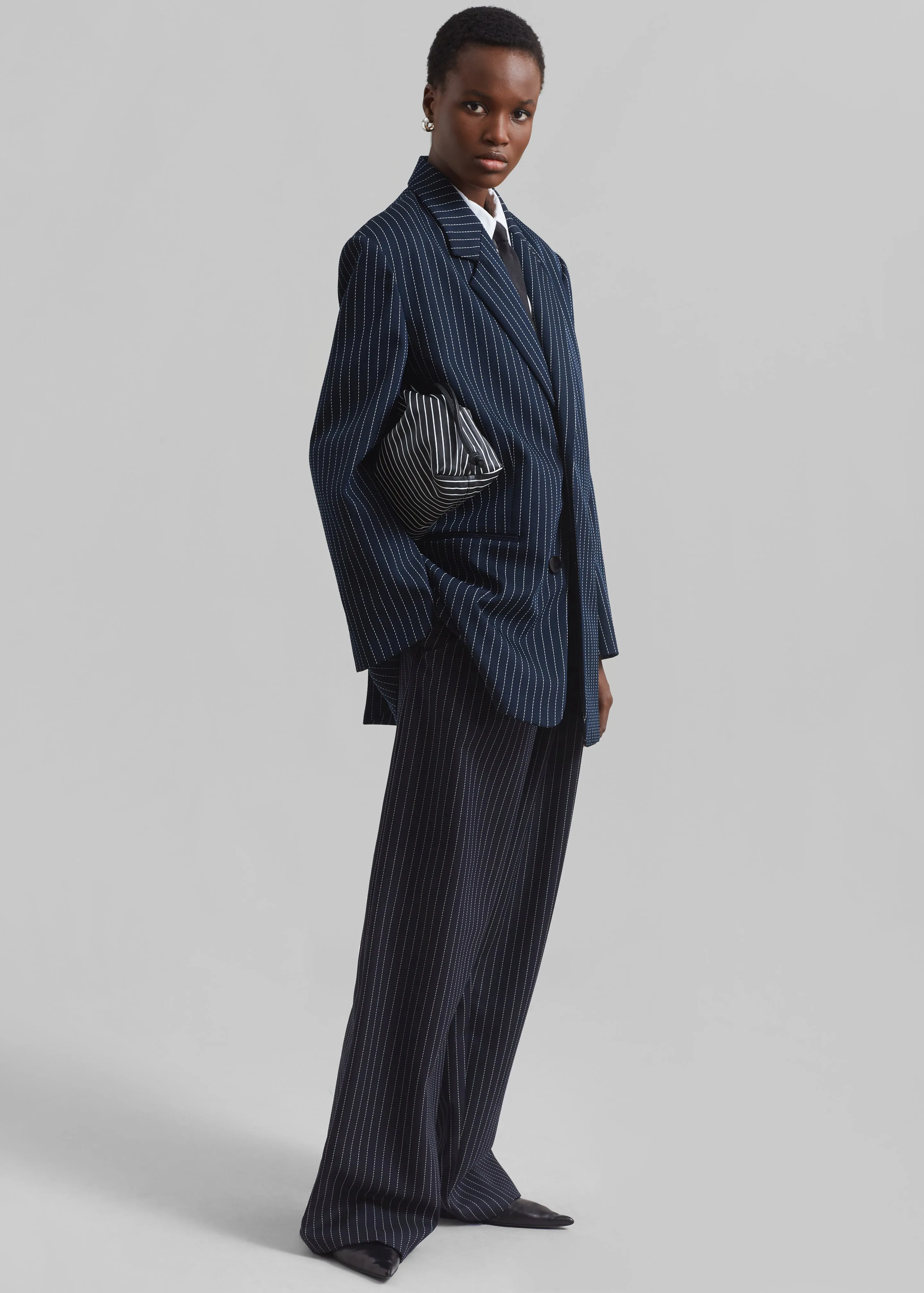 Aiden Twill Blazer - Navy/White Pinstripe sold by Frankie Shop product image thumbnail 3