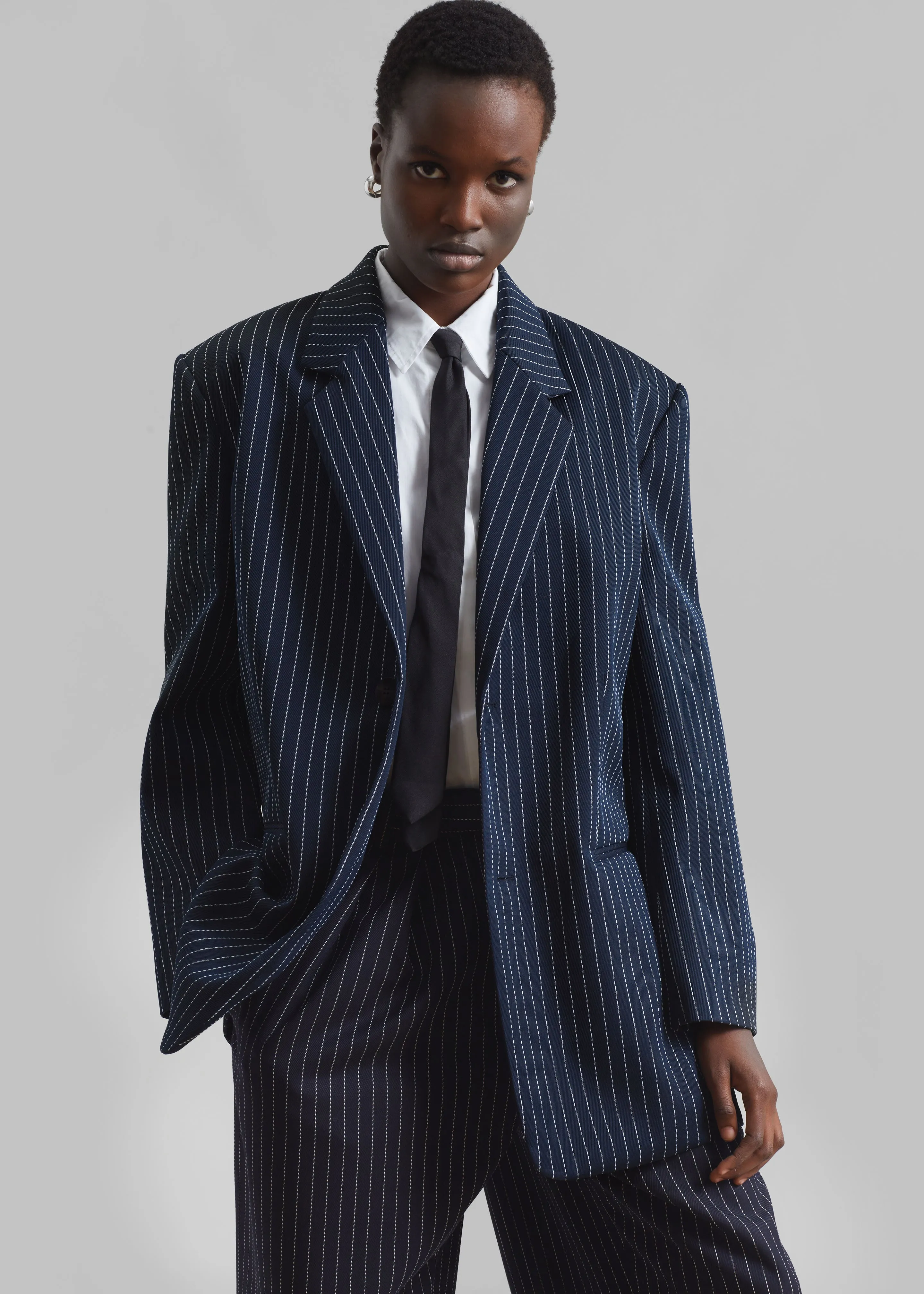Aiden Twill Blazer - Navy/White Pinstripe sold by Frankie Shop product image thumbnail 2