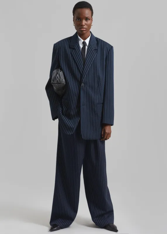 Aiden Twill Blazer - Navy/White Pinstripe sold by Frankie Shop