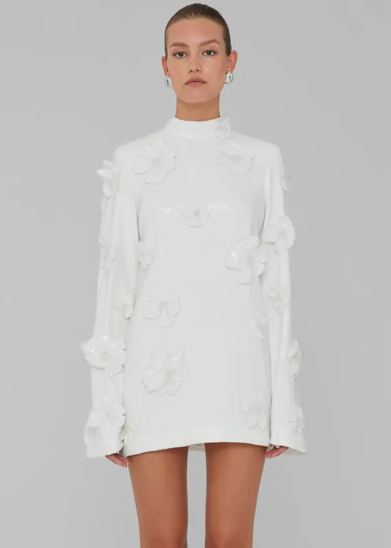 Rotate Sequin Flower Dress - Egret made by Frankie Shop