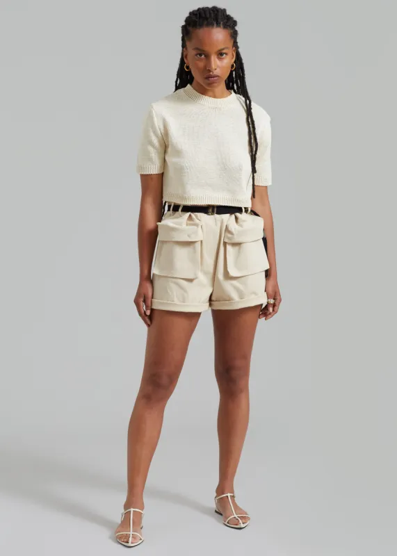 Raye Cargo Shorts - Beige made by Frankie Shop