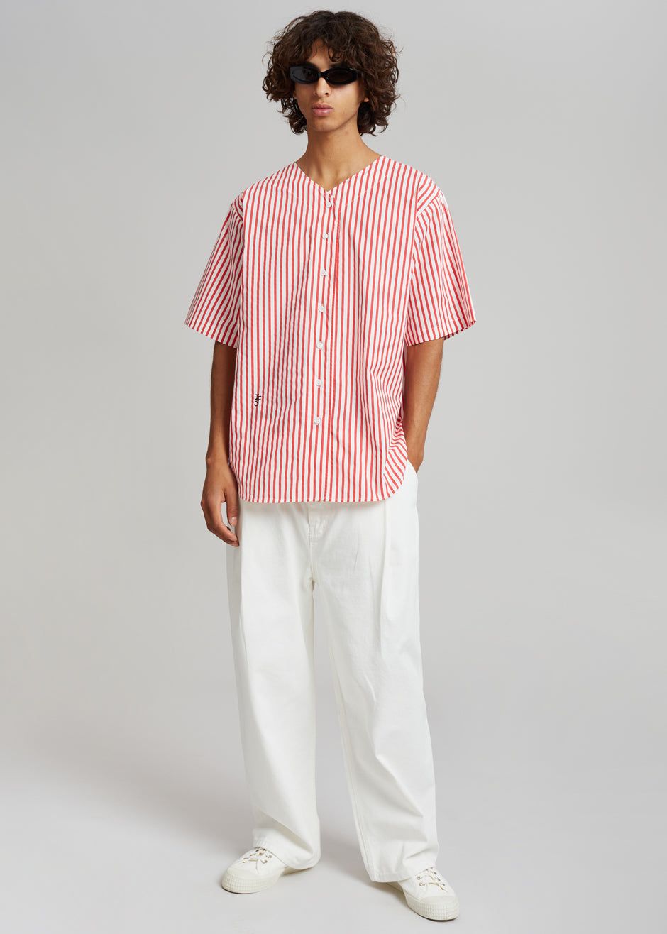 Tom Baseball Shirt - Red Stripe sold by Frankie Shop