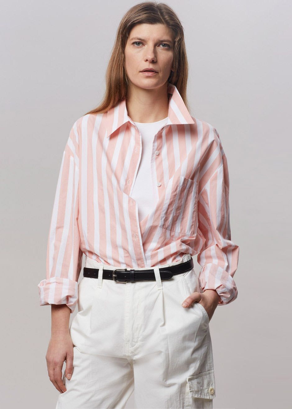 Lui Wide Stripes Shirt - Pink sold by Frankie Shop
