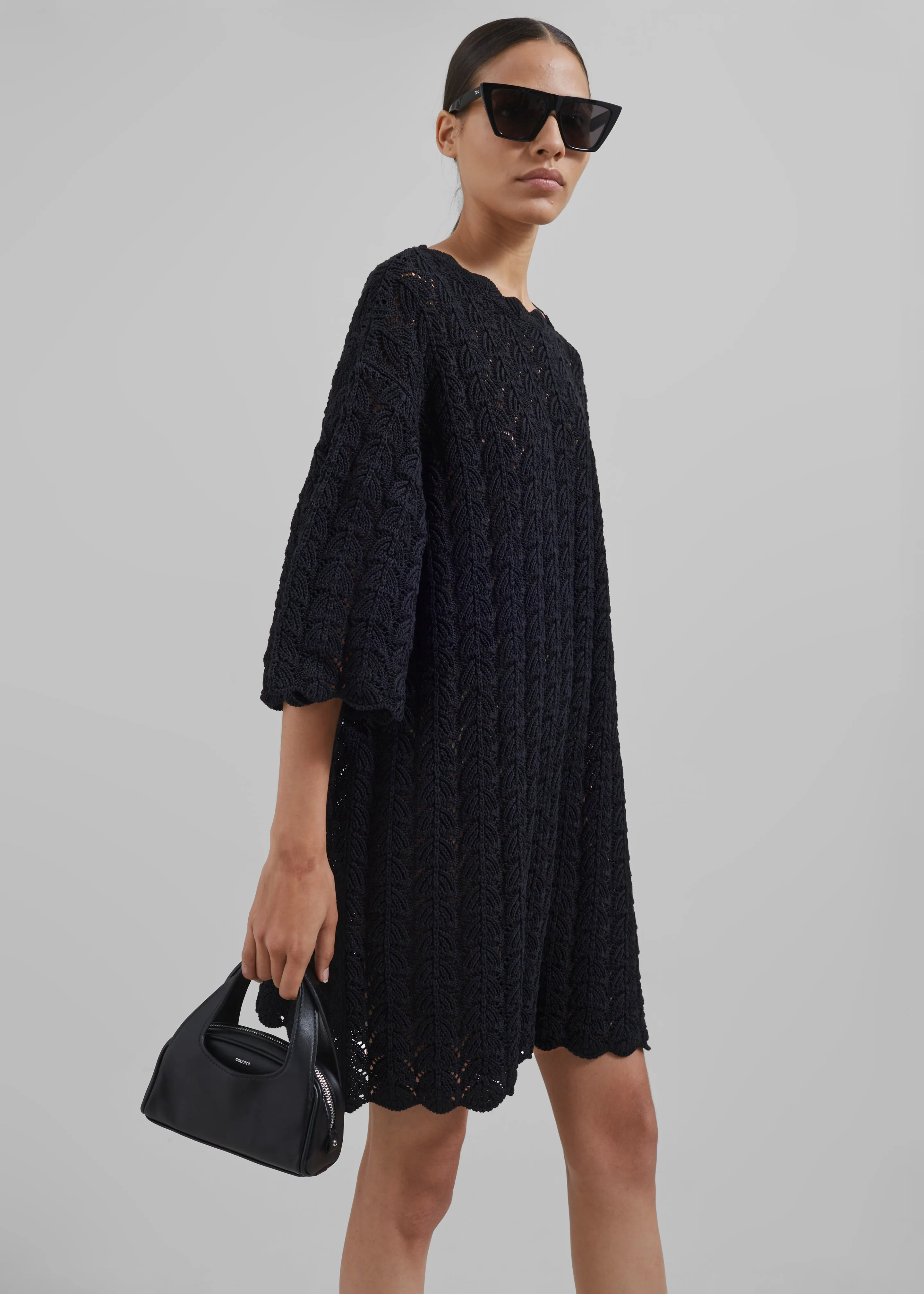 Loulou Studio Doni Crochet Dress - Black sold by Frankie Shop