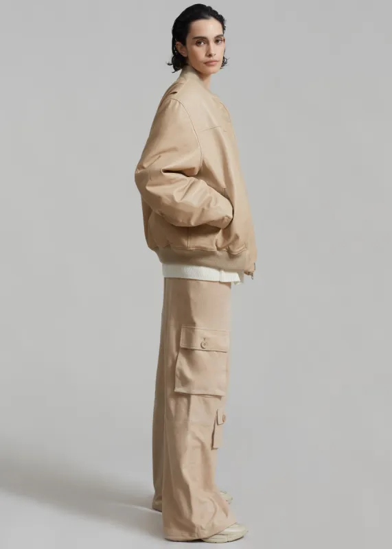 REMAIN Leather Bomber Jacket - Incense Beige sold by Frankie Shop