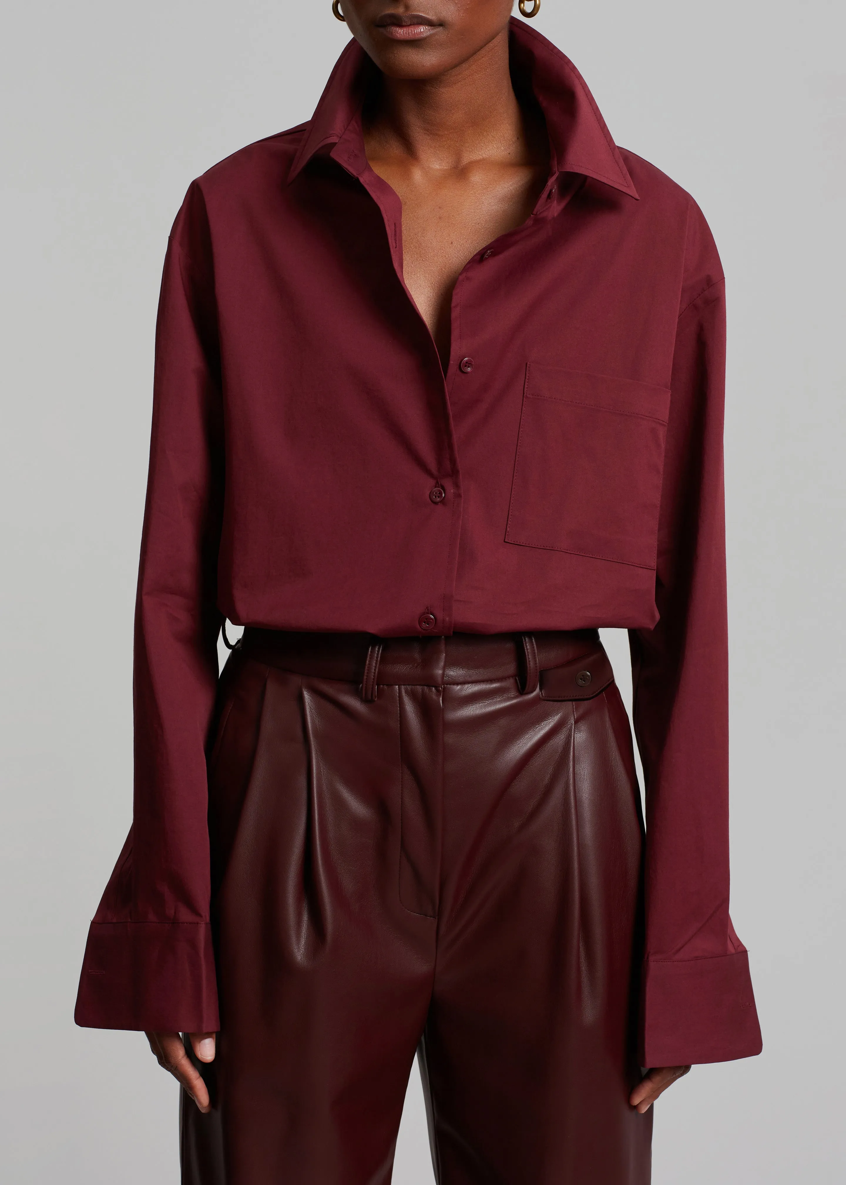 Lui Poplin Shirt - Burgundy sold by Frankie Shop product image thumbnail 4