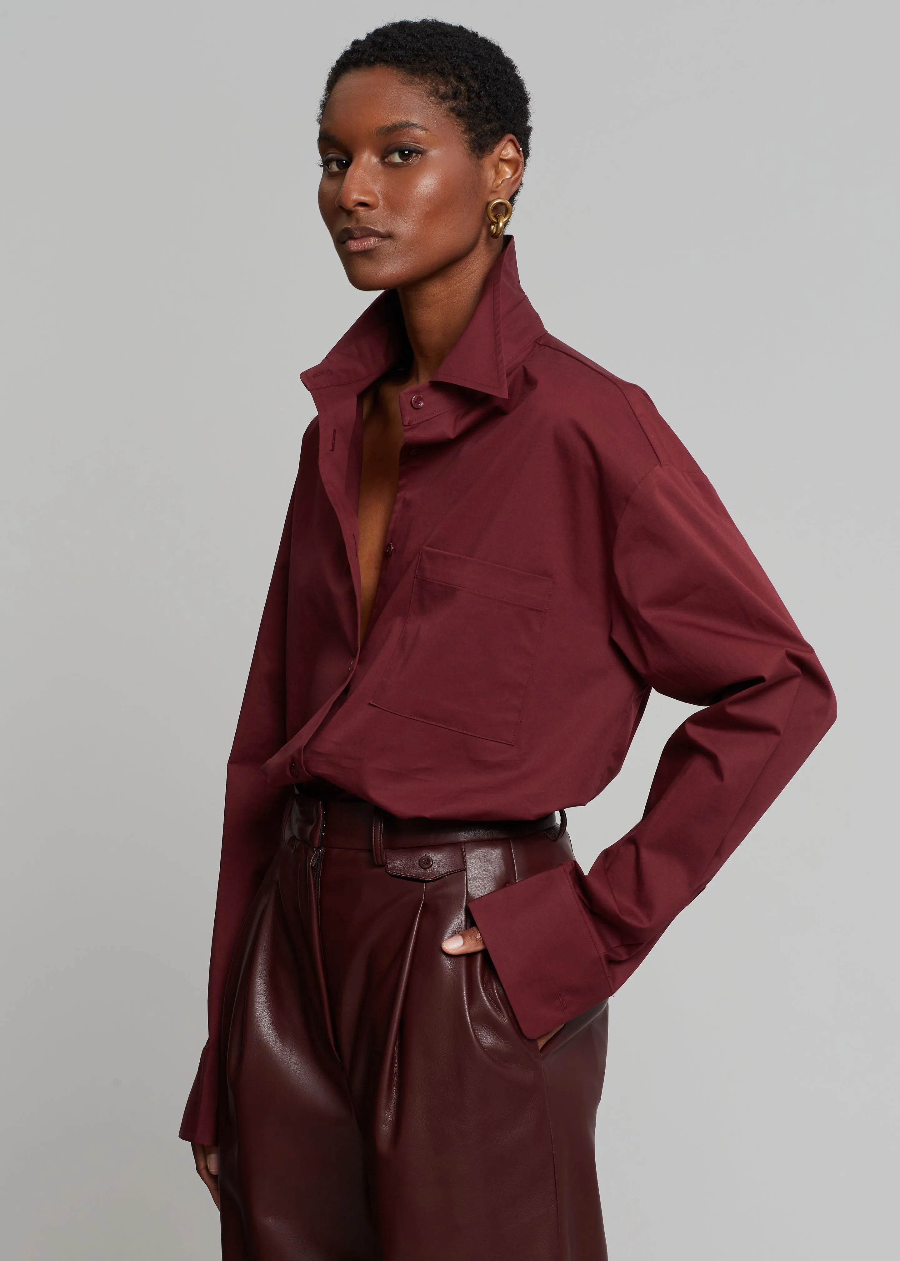 Lui Poplin Shirt - Burgundy sold by Frankie Shop
