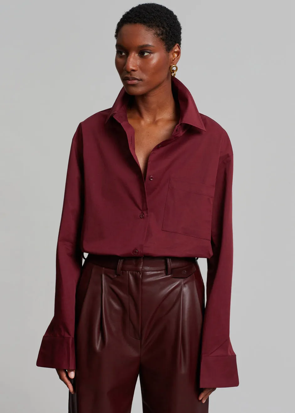 Lui Poplin Shirt - Burgundy sold by Frankie Shop product image thumbnail 3