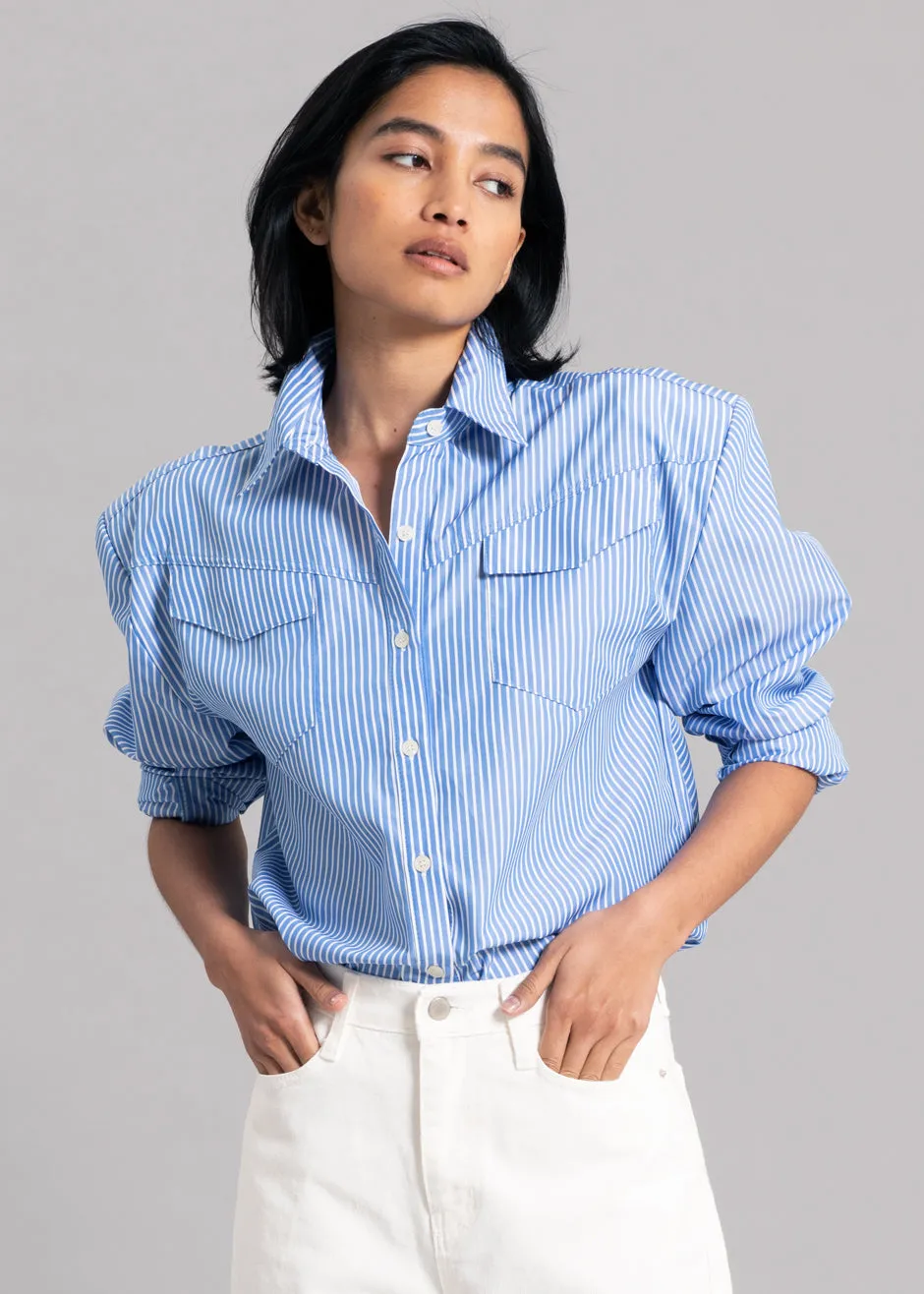 Jeanne Padded Shirt - White Stripe sold by Frankie Shop