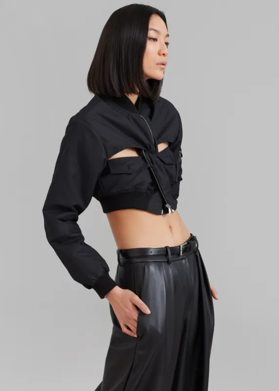 Coperni Cut-Out Cropped Bomber Jacket - Black sold by Frankie Shop