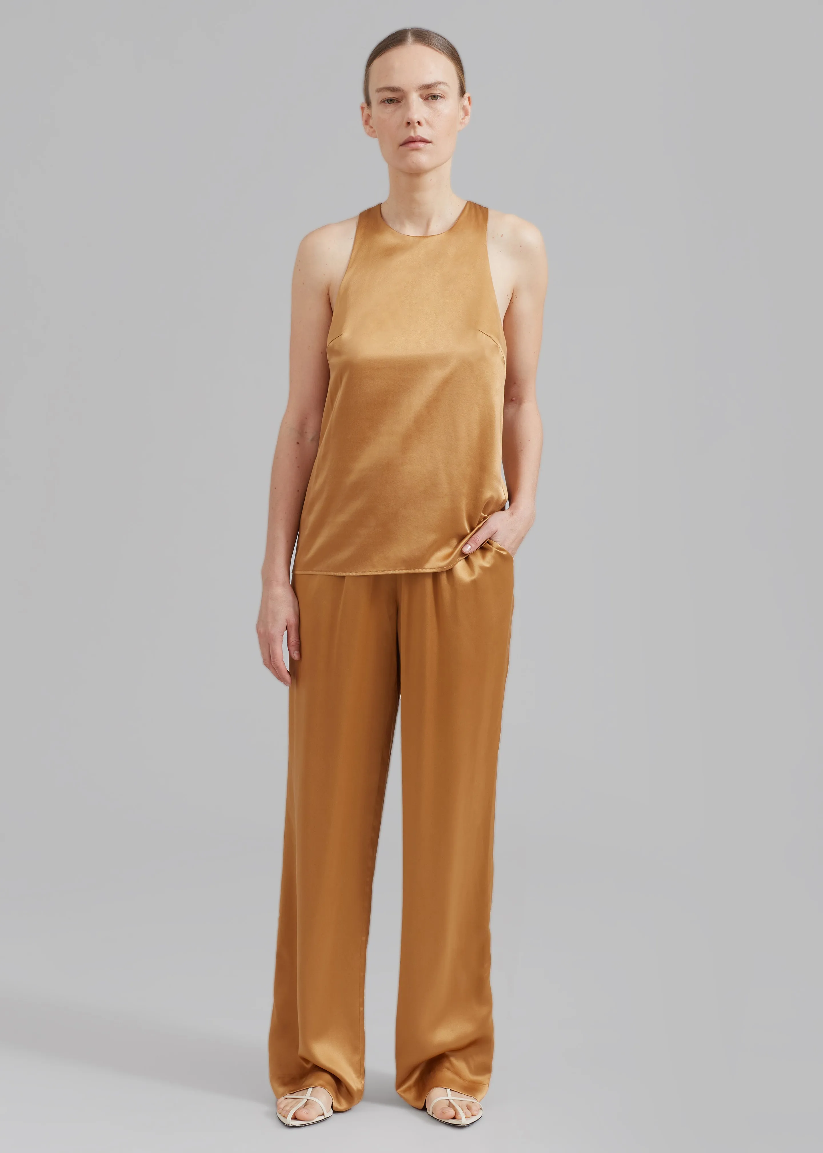 Loulou Studio Estor Silk Tank Top - Camel sold by Frankie Shop product image thumbnail 3