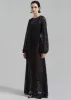 ROTATE Lace Maxi Slit Dress - Black sold by Frankie Shop