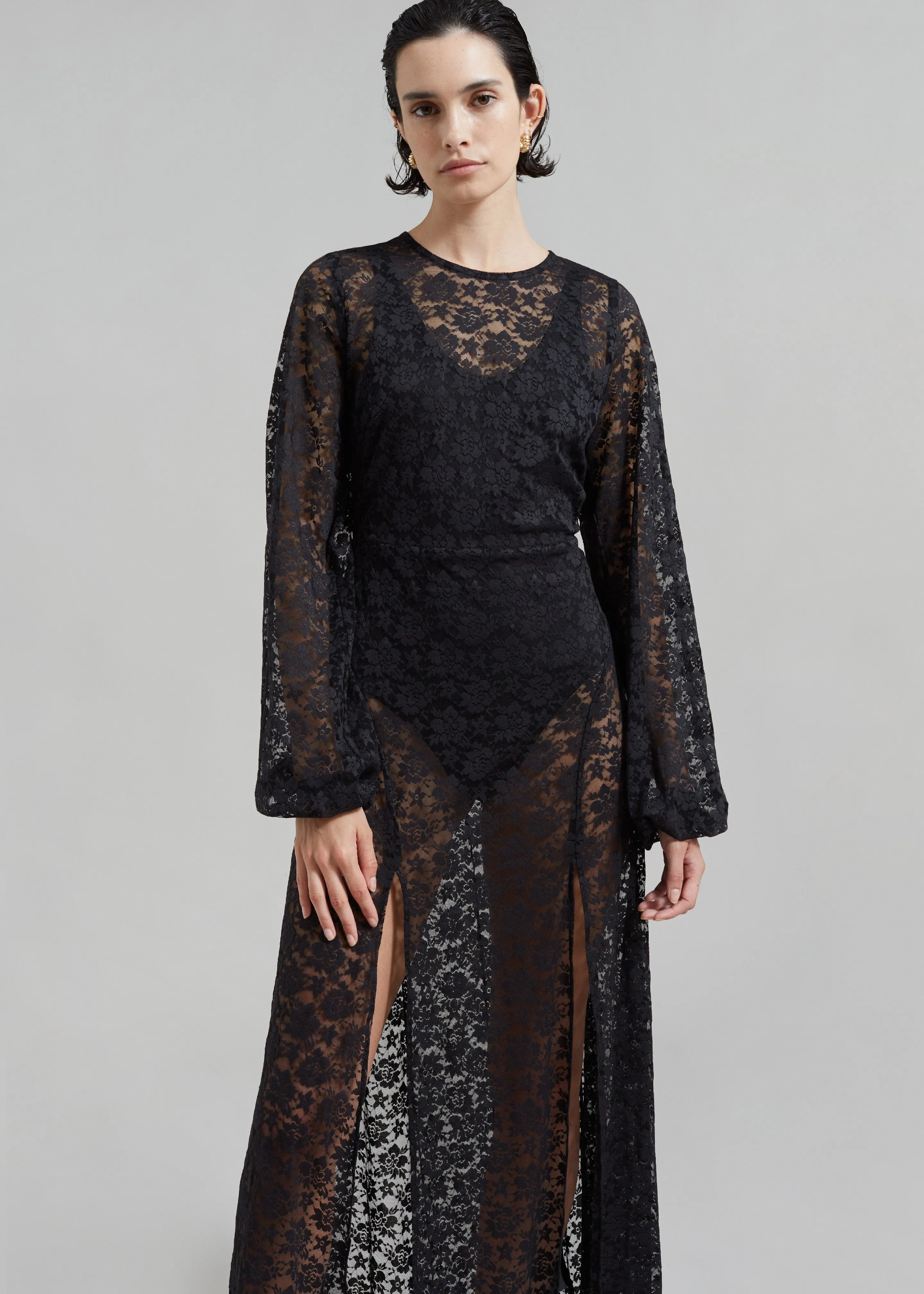 ROTATE Lace Maxi Slit Dress - Black sold by Frankie Shop product image thumbnail 4