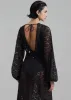 ROTATE Lace Maxi Slit Dress - Black sold by Frankie Shop