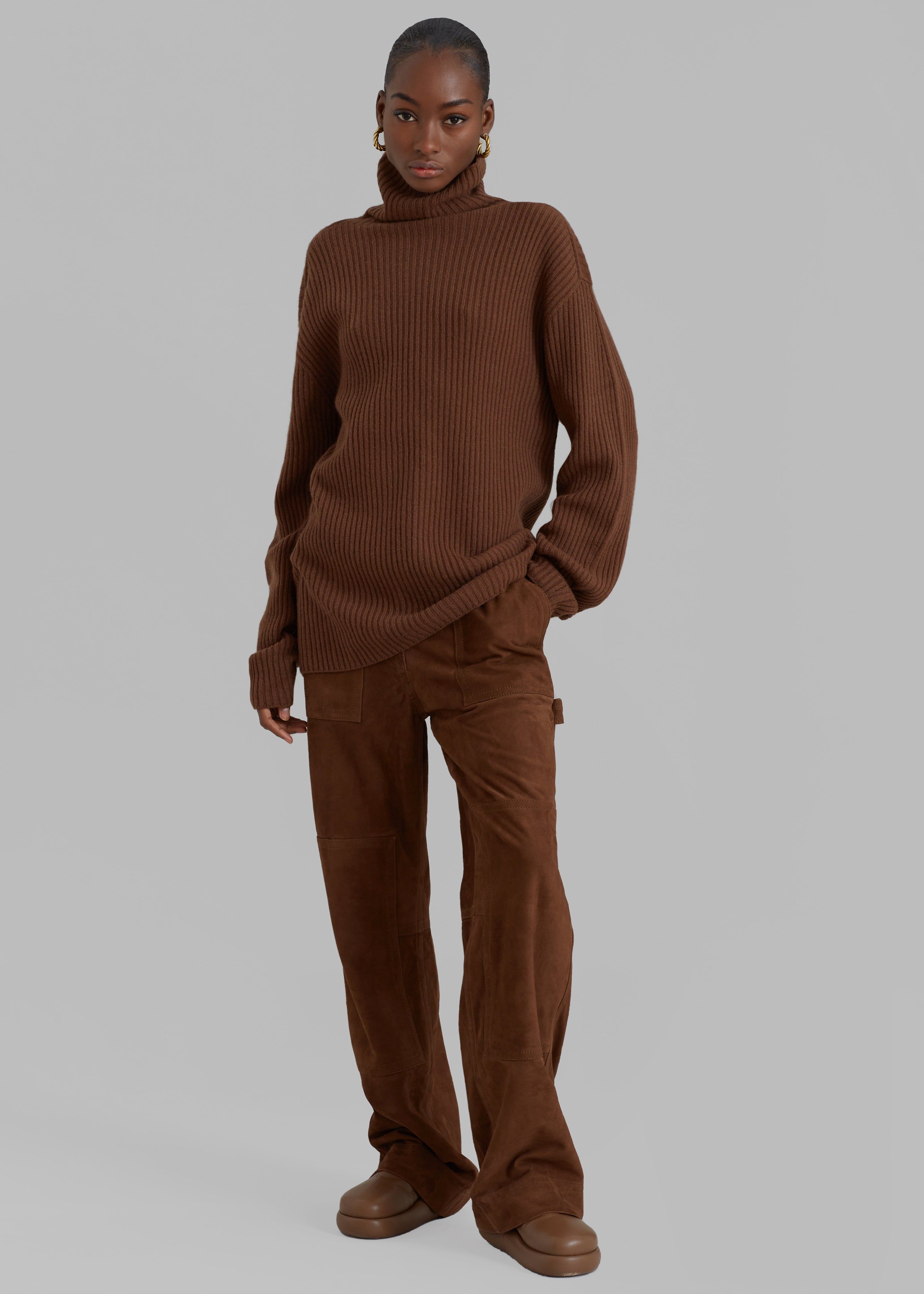 Amomento Ribbed Turtleneck Pullover - Brown sold by Frankie Shop product image thumbnail 5