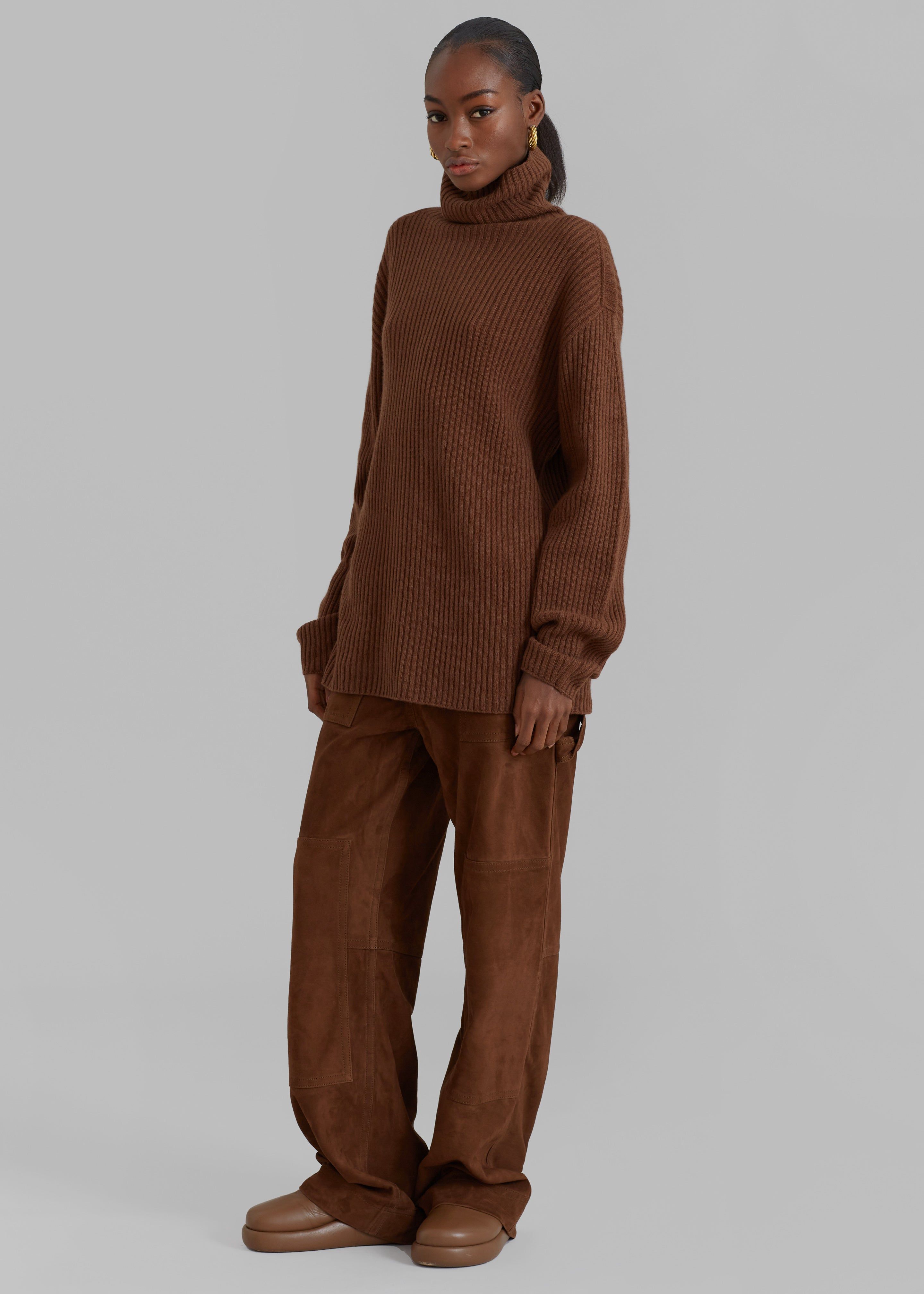 Amomento Ribbed Turtleneck Pullover - Brown sold by Frankie Shop product image thumbnail 2