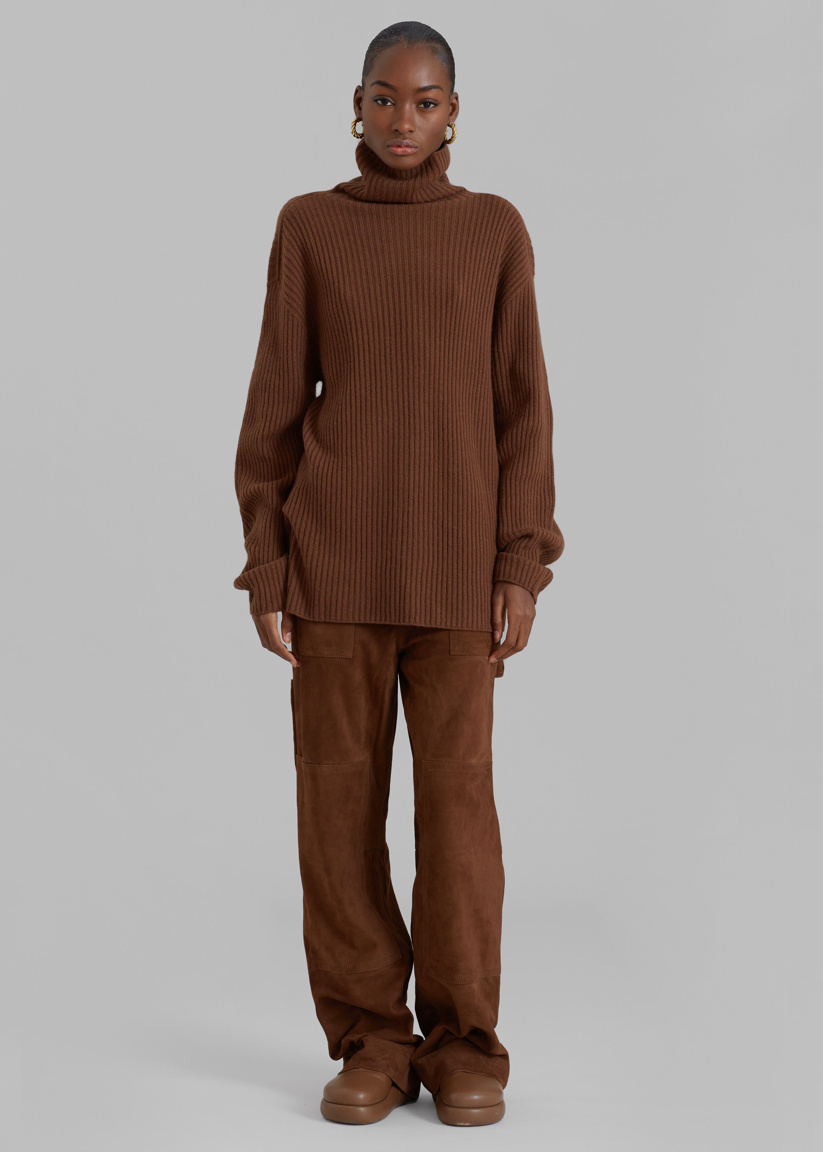 Amomento Ribbed Turtleneck Pullover - Brown sold by Frankie Shop product image thumbnail 3