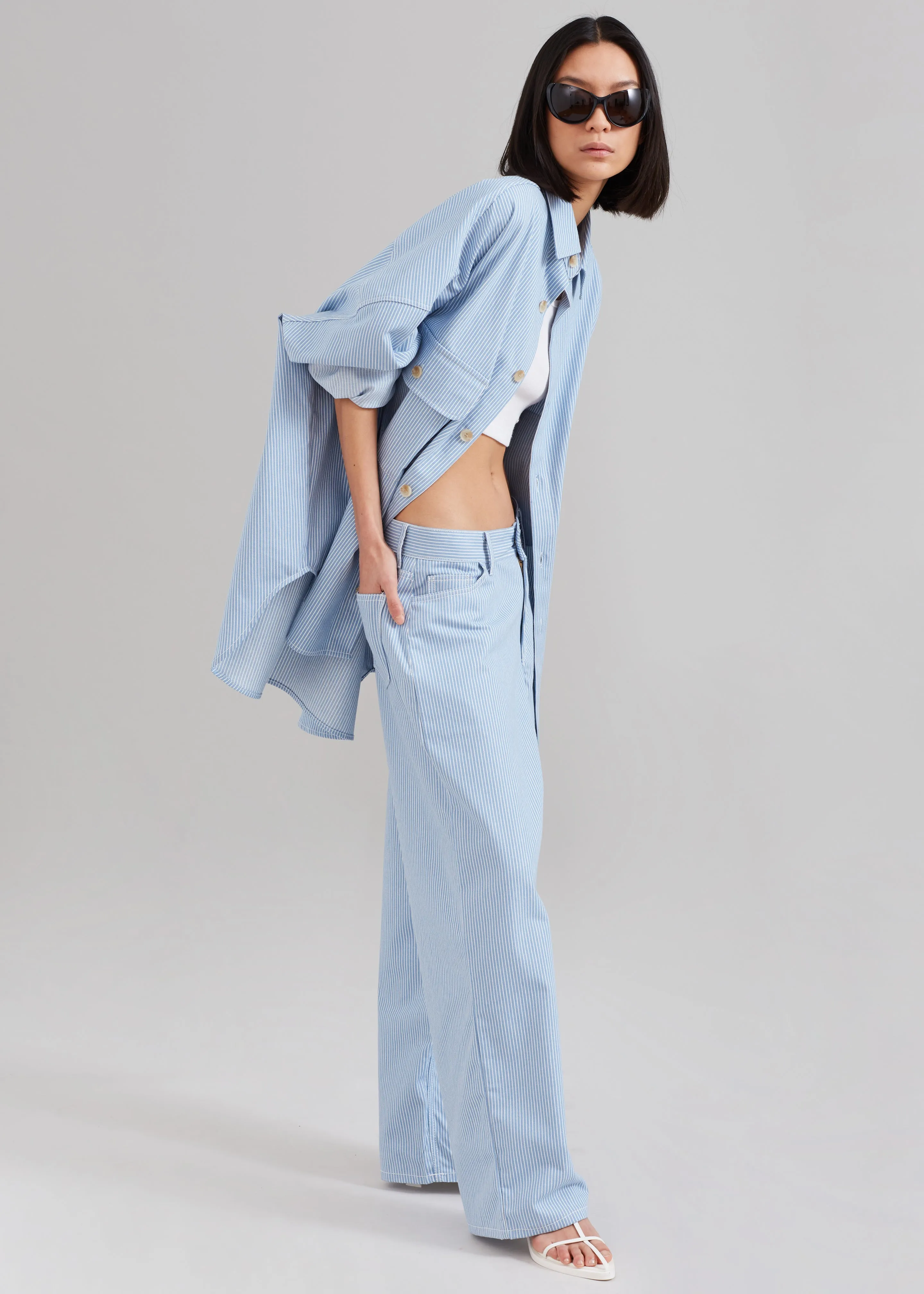 Kaline Light Blue Pants - White Stripe sold by Frankie Shop product image thumbnail 2