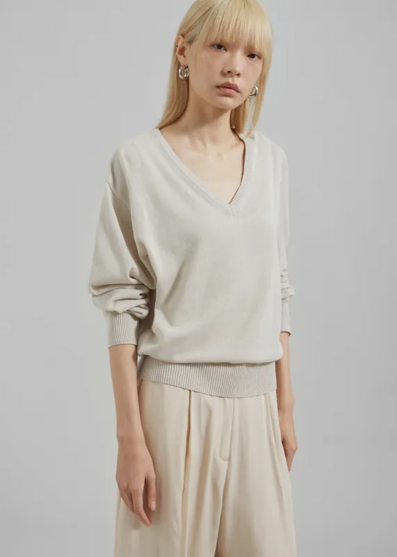 Eliora V Neck Sweater - Beige sold by Frankie Shop