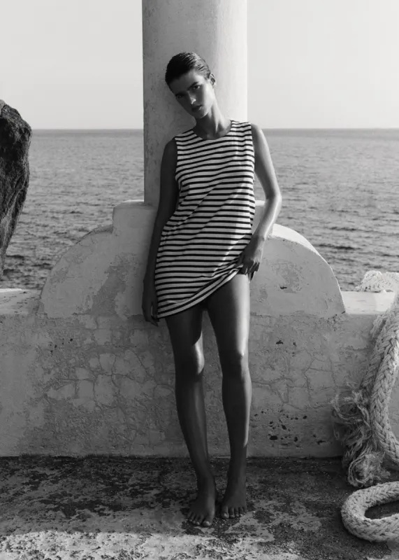 Matteau Stripe Shift Dress - Navy/White made by Matteau