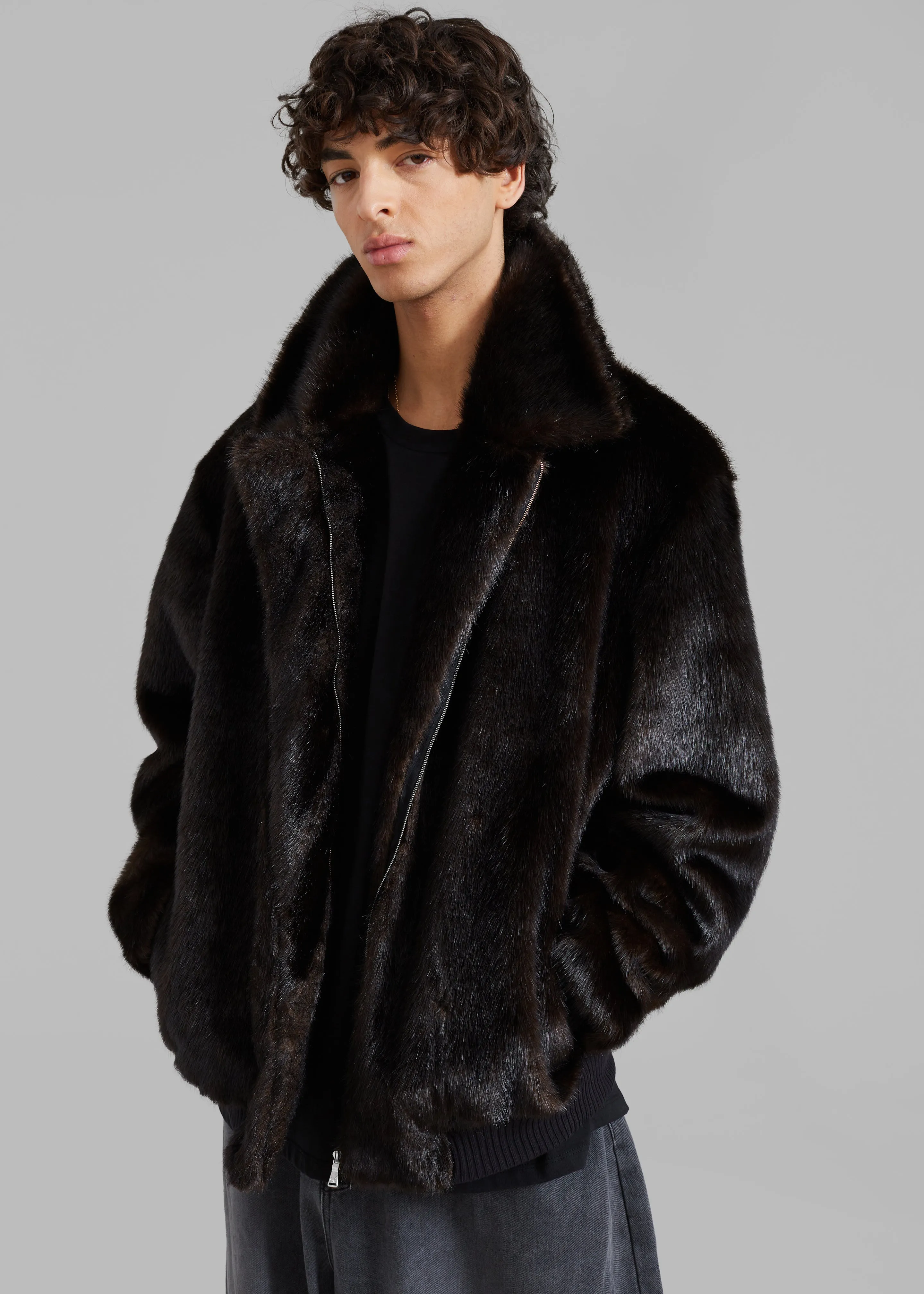 Scott Faux Fur Bomber - Dark Espresso sold by Frankie Shop
