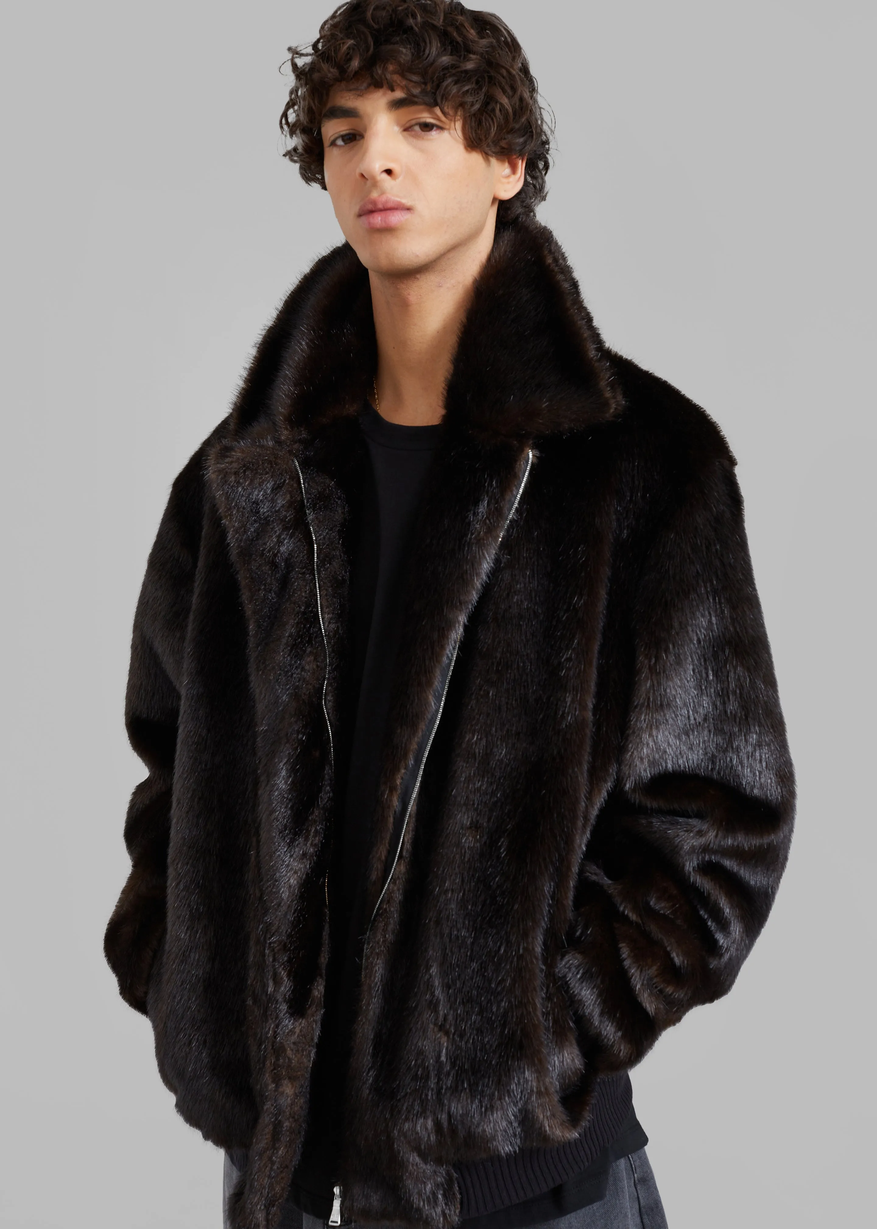 Scott Faux Fur Bomber - Dark Espresso sold by Frankie Shop product image thumbnail 5