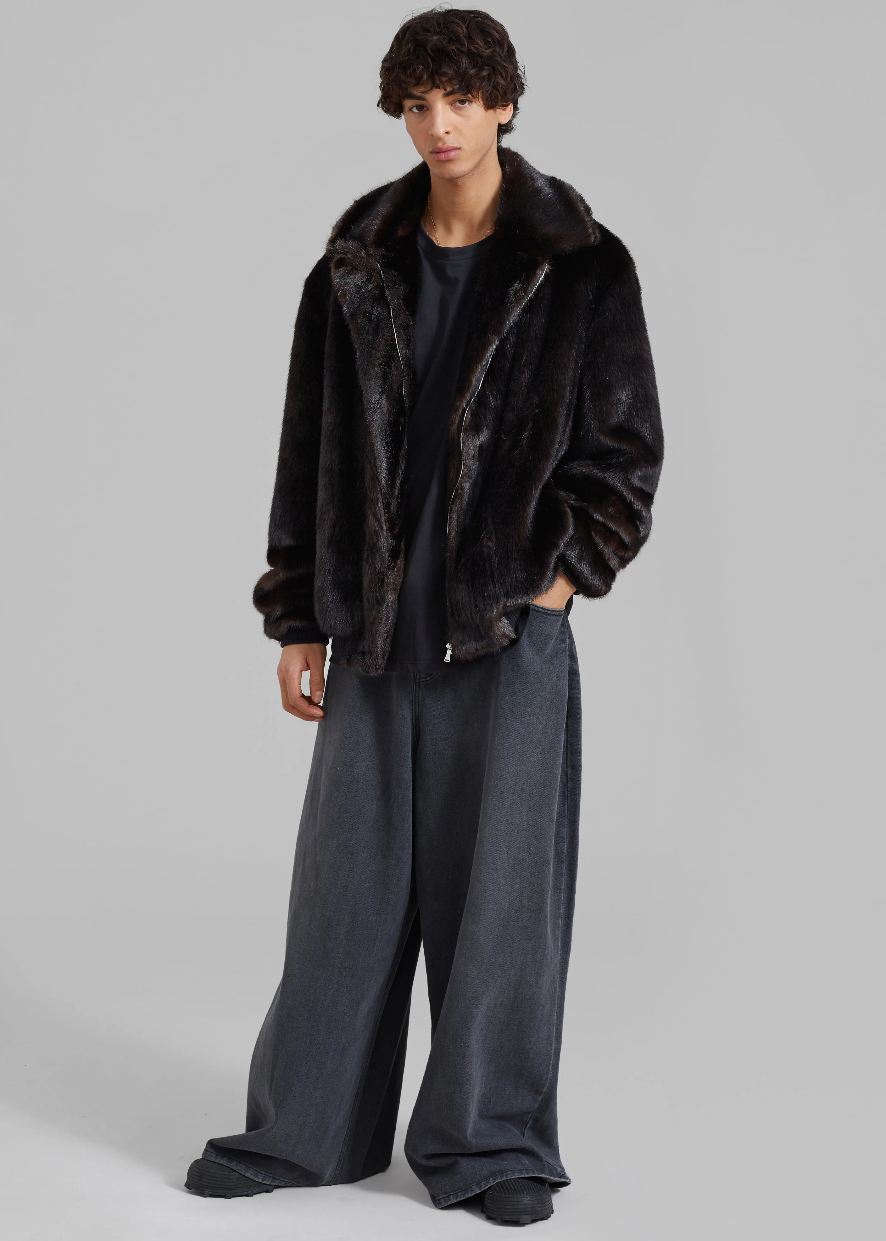 Scott Faux Fur Bomber - Dark Espresso sold by Frankie Shop product image thumbnail 3