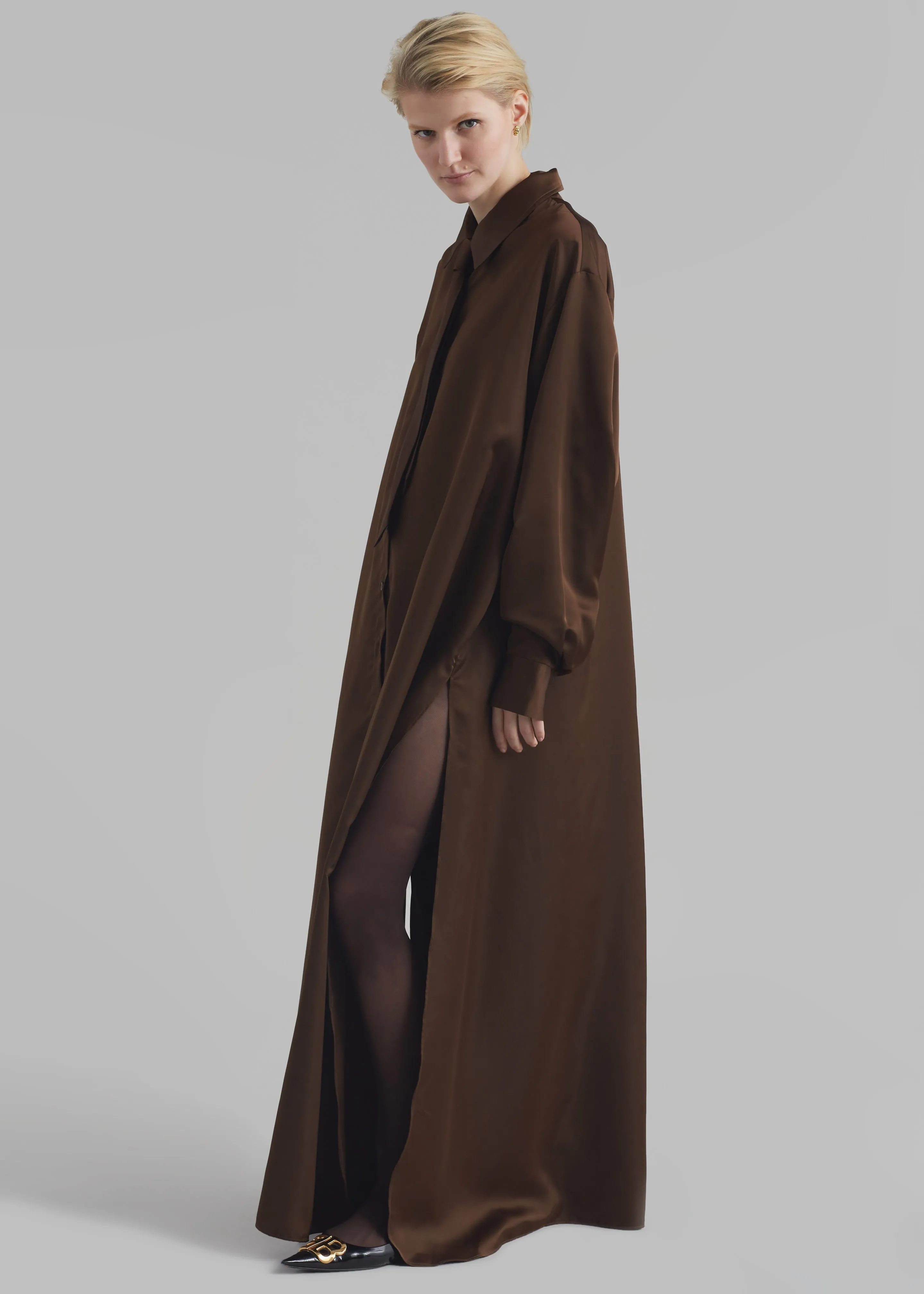 Avery Satin Shirt Dress - Brown sold by Frankie Shop product image thumbnail 4