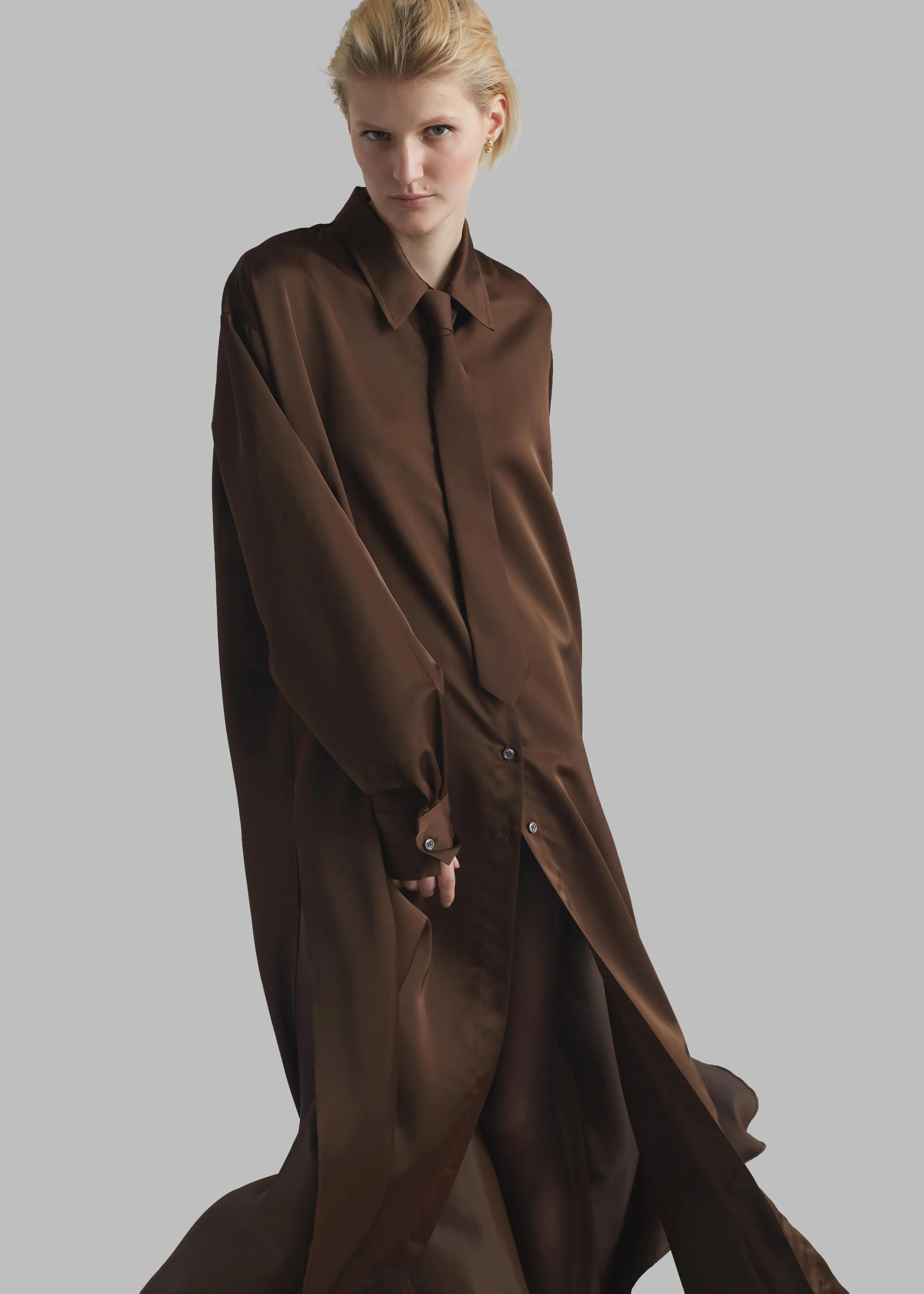 Avery Satin Shirt Dress - Brown sold by Frankie Shop product image thumbnail 3