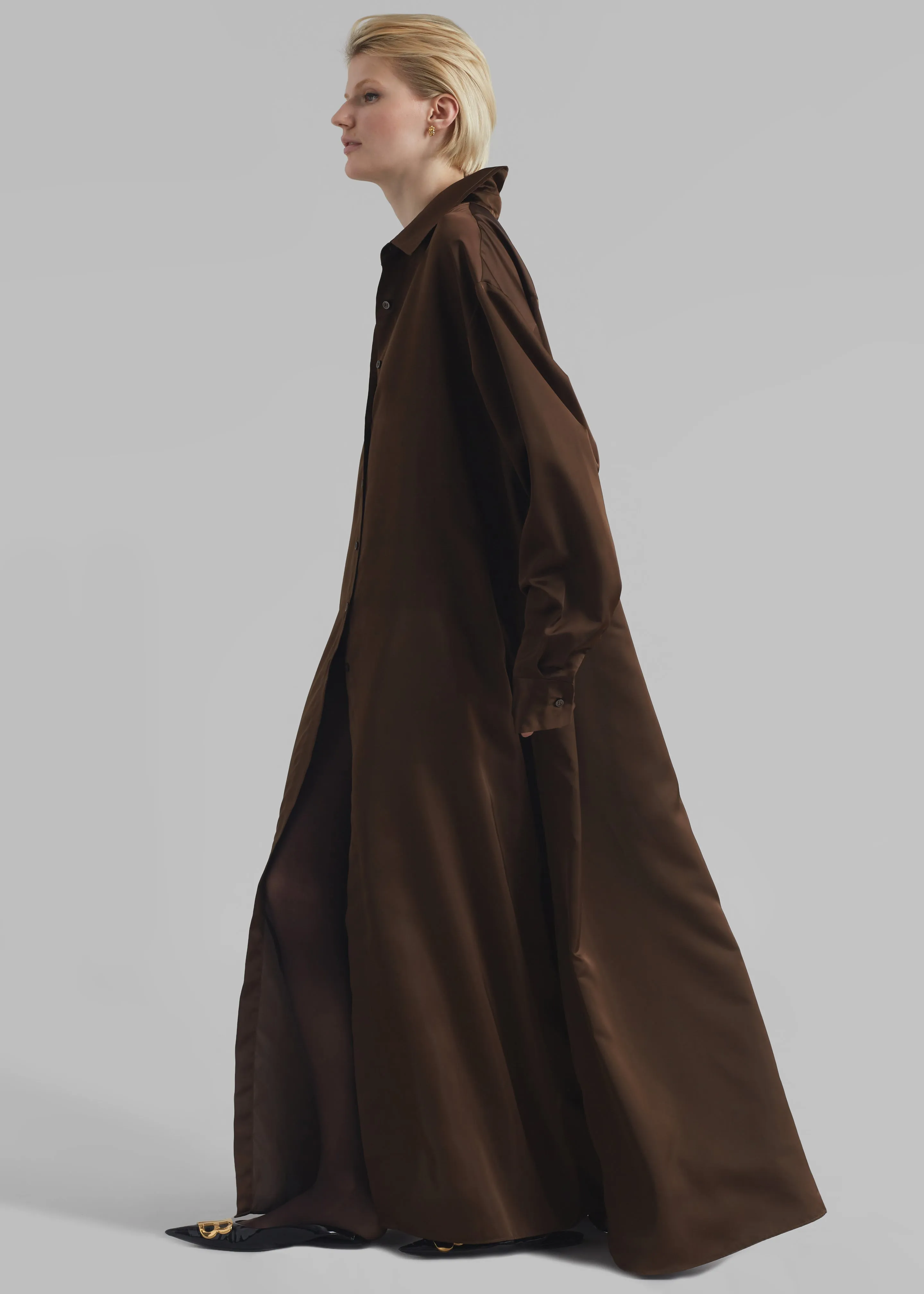 Avery Satin Shirt Dress - Brown sold by Frankie Shop product image thumbnail 5