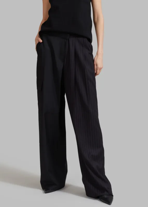 Karsyn Contrast Pinstripe Pants - Black made by Frankie Shop