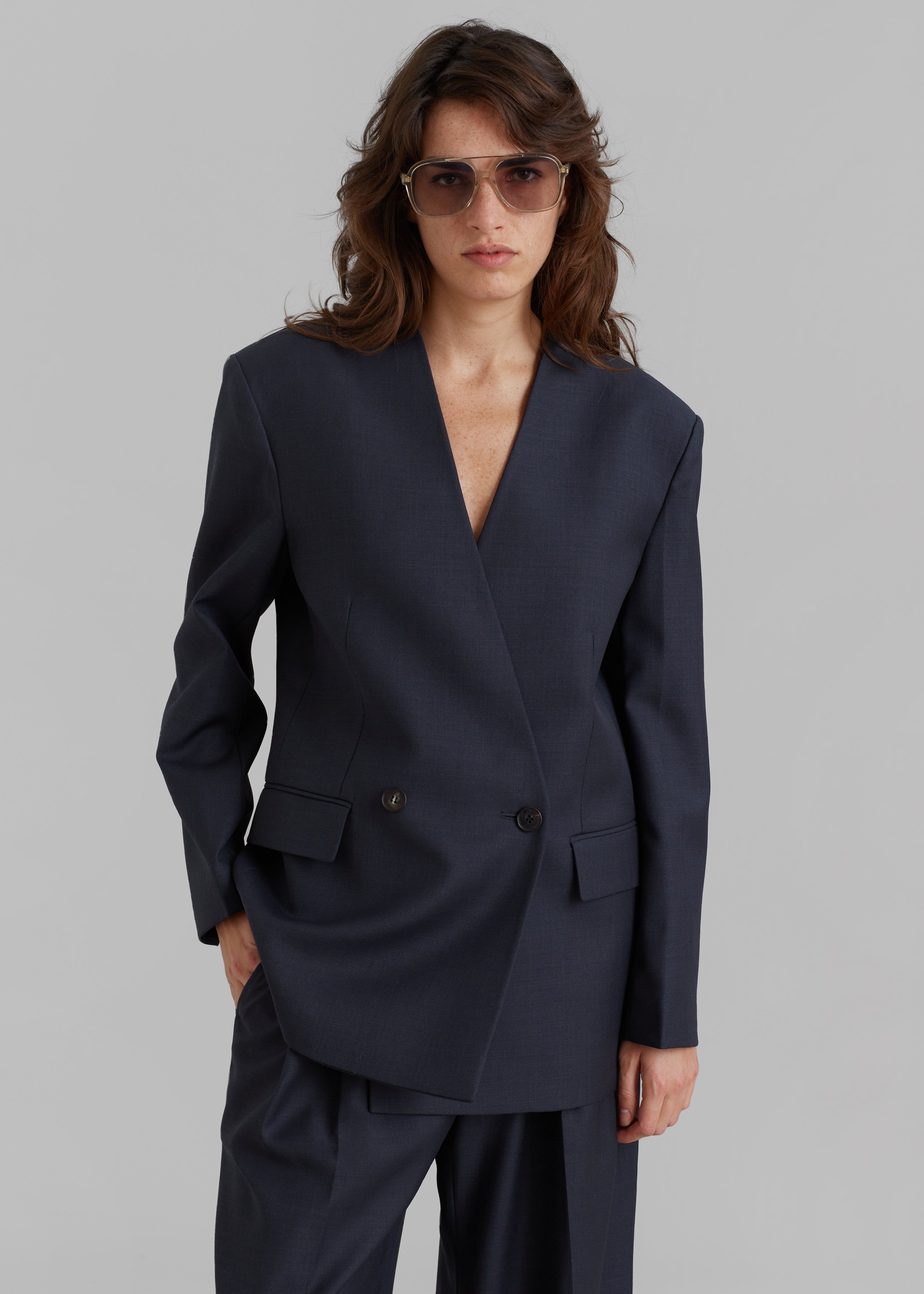 Lyxe Collarless Blazer - Charcoal sold by Frankie Shop