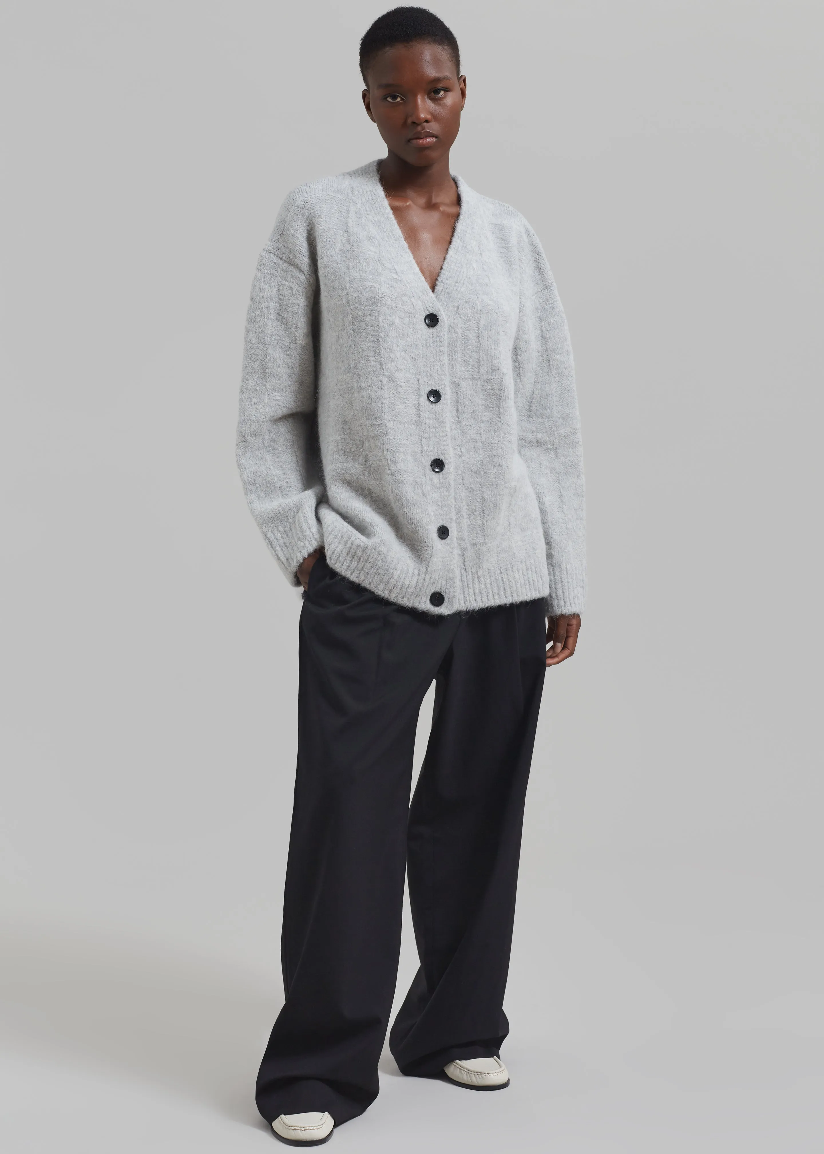 Proenza Schouler White Label Alana Cardigan - Light Grey Melange sold by Frankie Shop