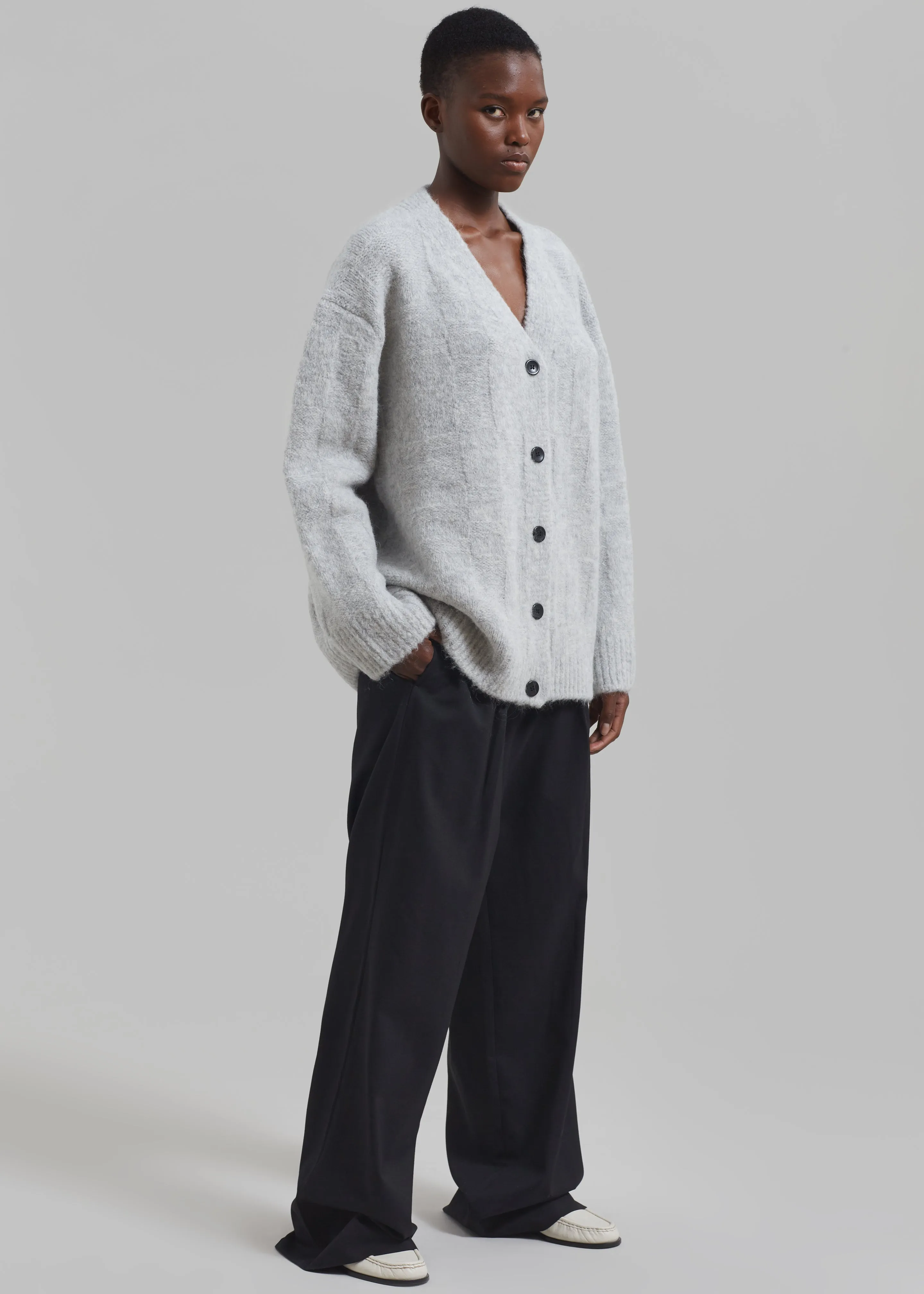 Proenza Schouler White Label Alana Cardigan - Light Grey Melange sold by Frankie Shop product image thumbnail 5
