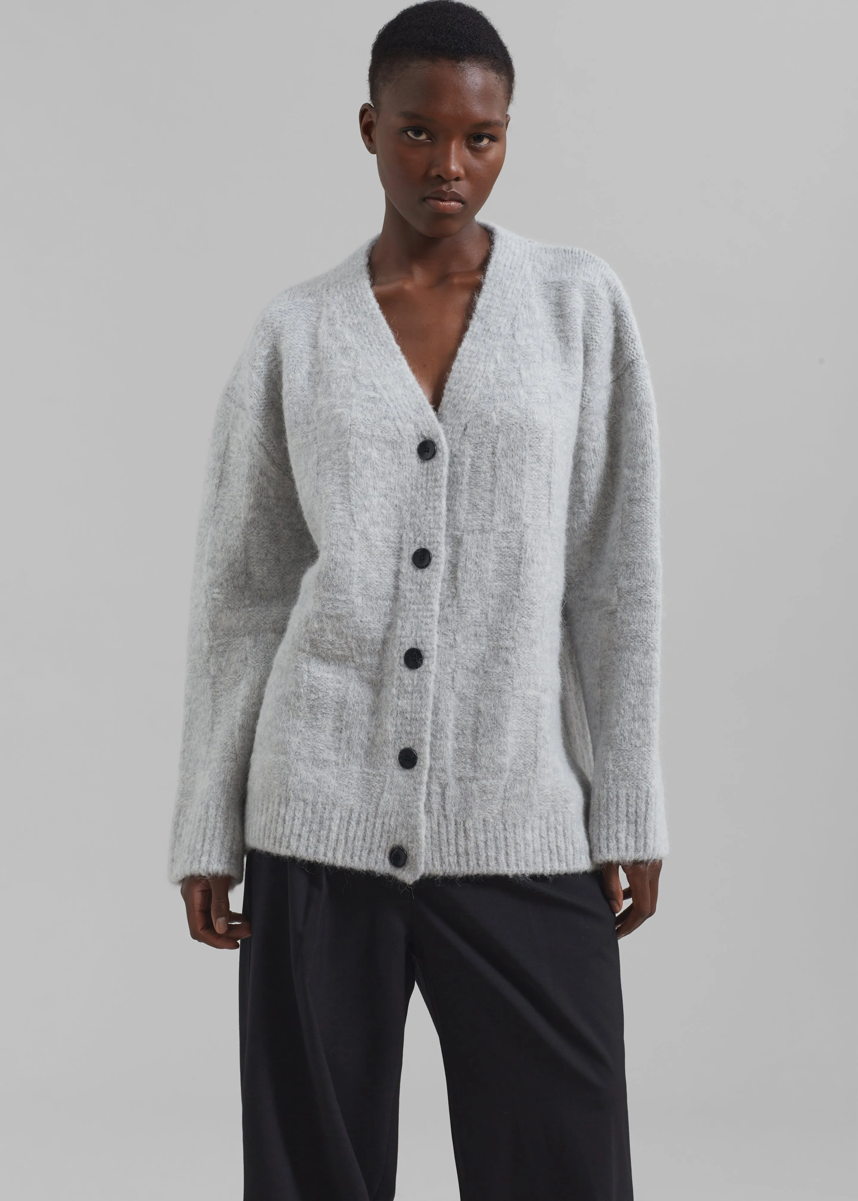 Proenza Schouler White Label Alana Cardigan - Light Grey Melange sold by Frankie Shop product image thumbnail 2