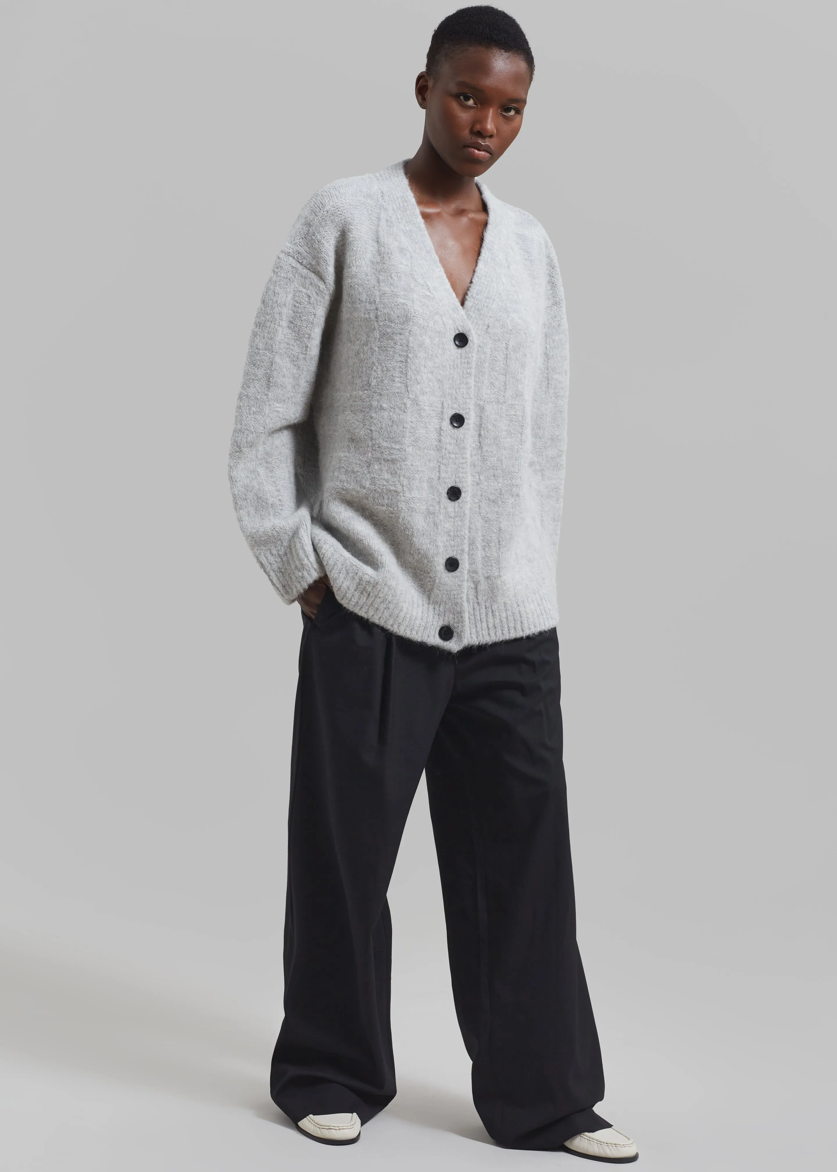 Proenza Schouler White Label Alana Cardigan - Light Grey Melange sold by Frankie Shop product image thumbnail 4