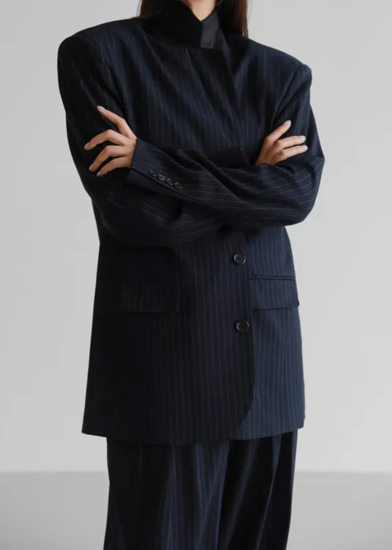 Tansy Oversized Blazer - Navy Pinstripe sold by Frankie Shop