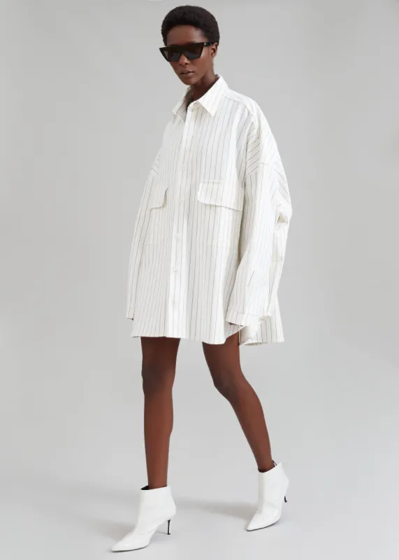 Dallas Denim Overshirt - Blue Pinstripe made by Frankie Shop