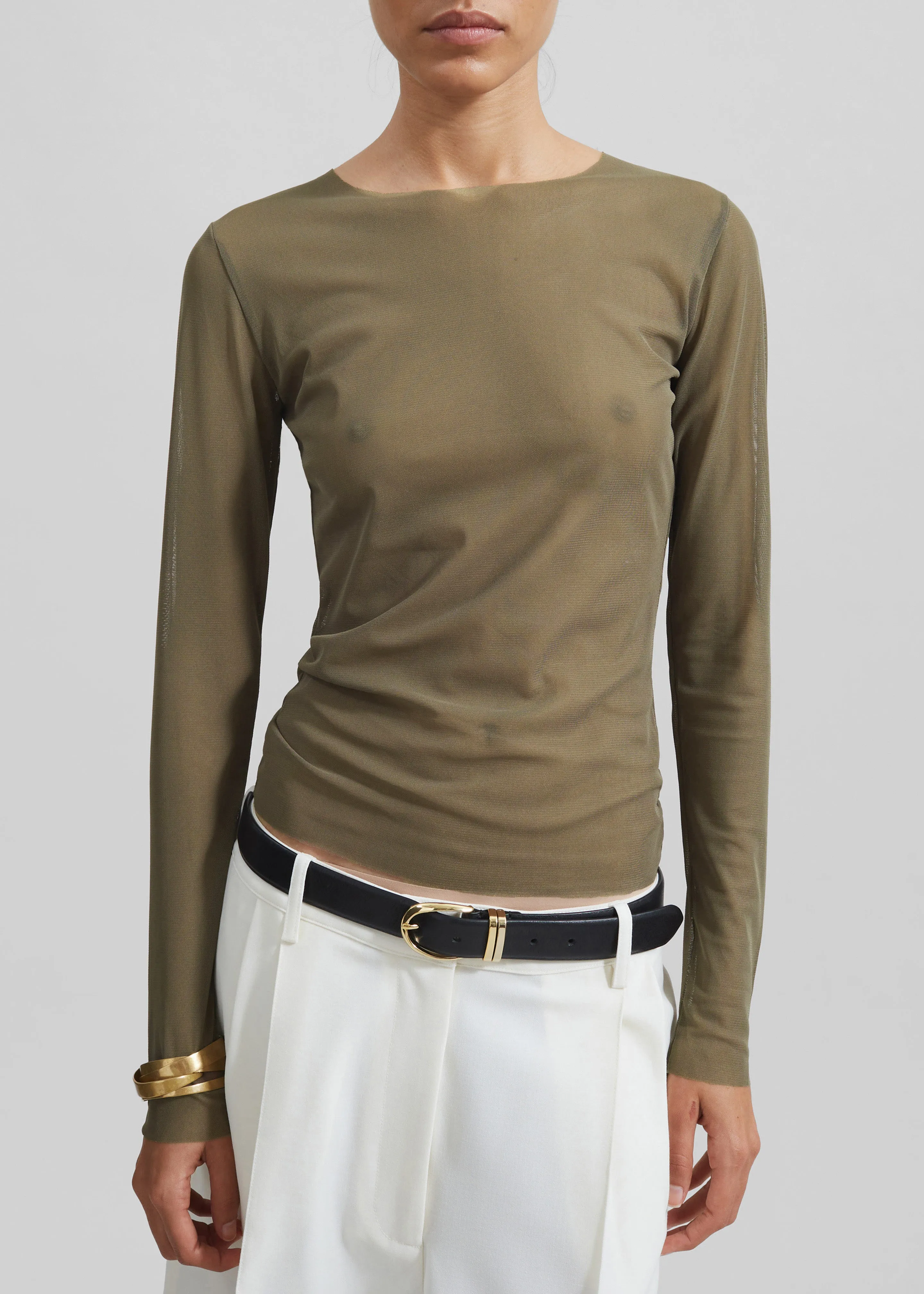 Stace Sheer Long Sleeve Tee - Khaki sold by Frankie Shop product image thumbnail 5
