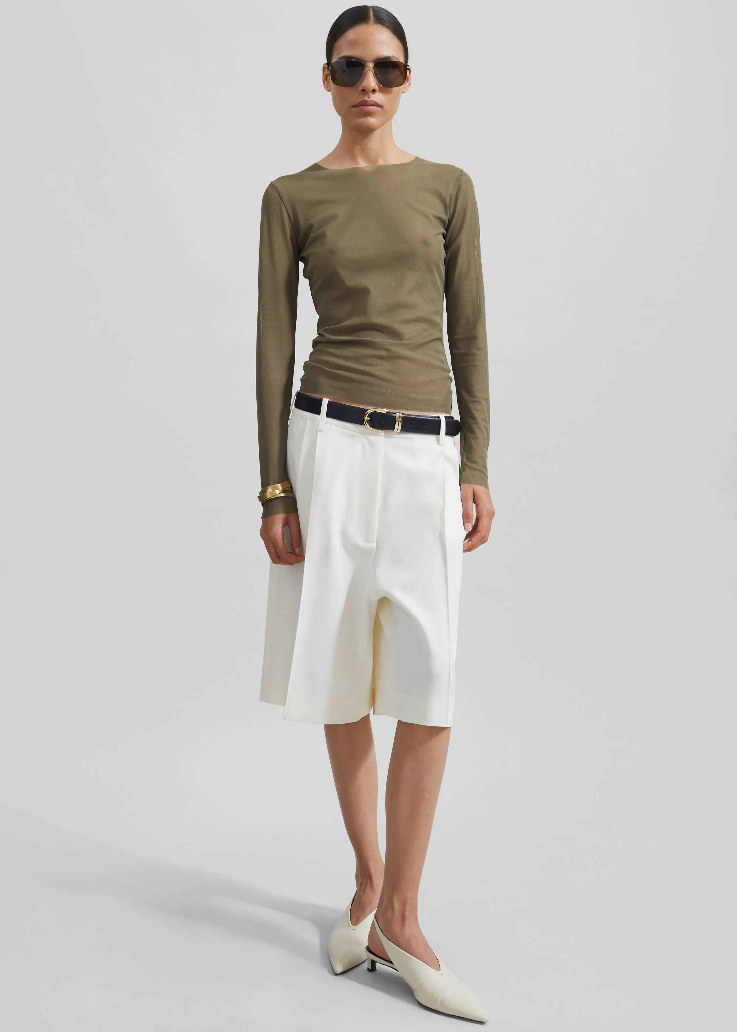 Stace Sheer Long Sleeve Tee - Khaki sold by Frankie Shop product image thumbnail 3
