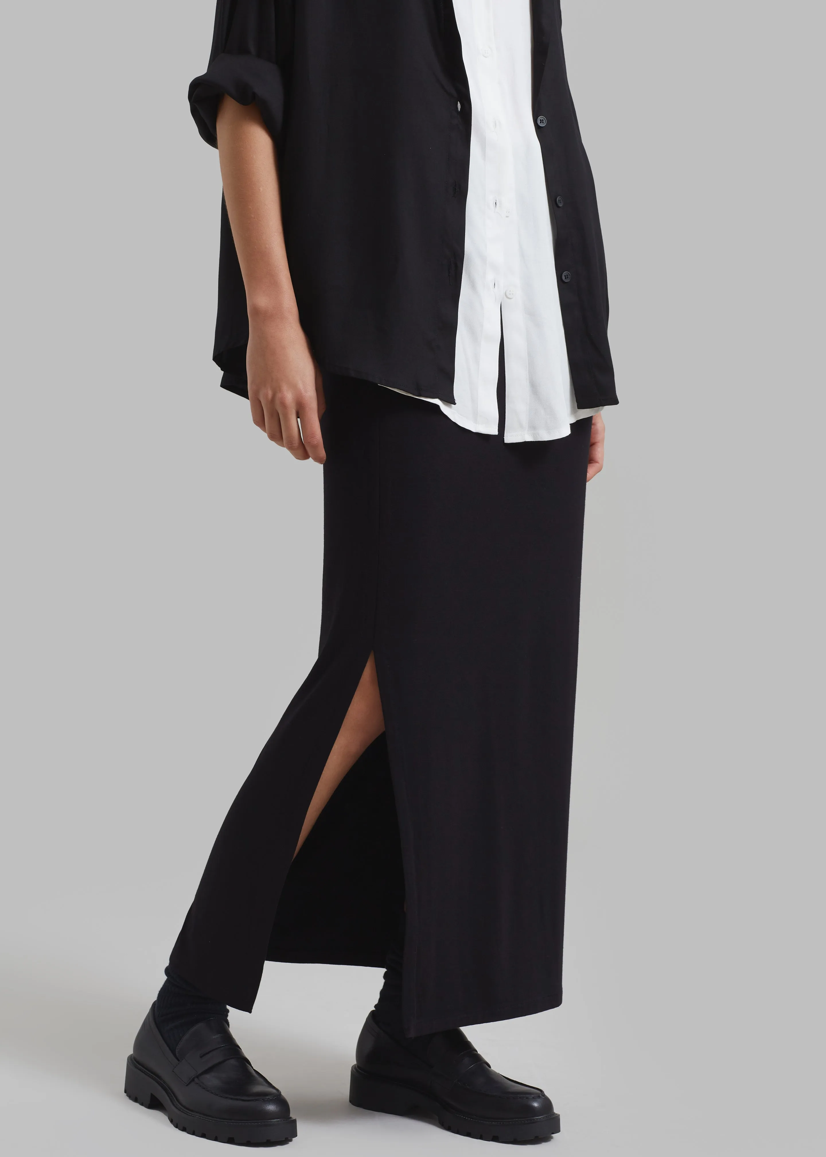 Abigail Side Slit Maxi Skirt - Black sold by Frankie Shop