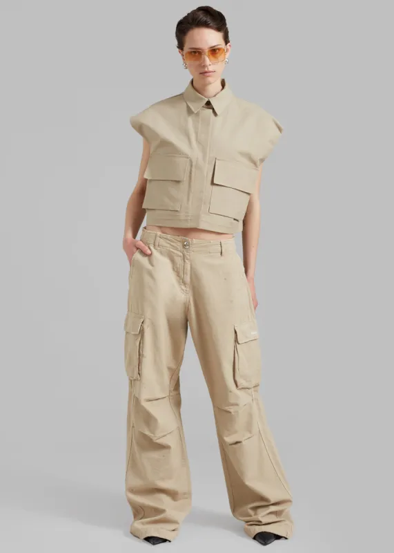 Coperni Canvas Cargo Wide Leg Pants - Beige made by Frankie Shop