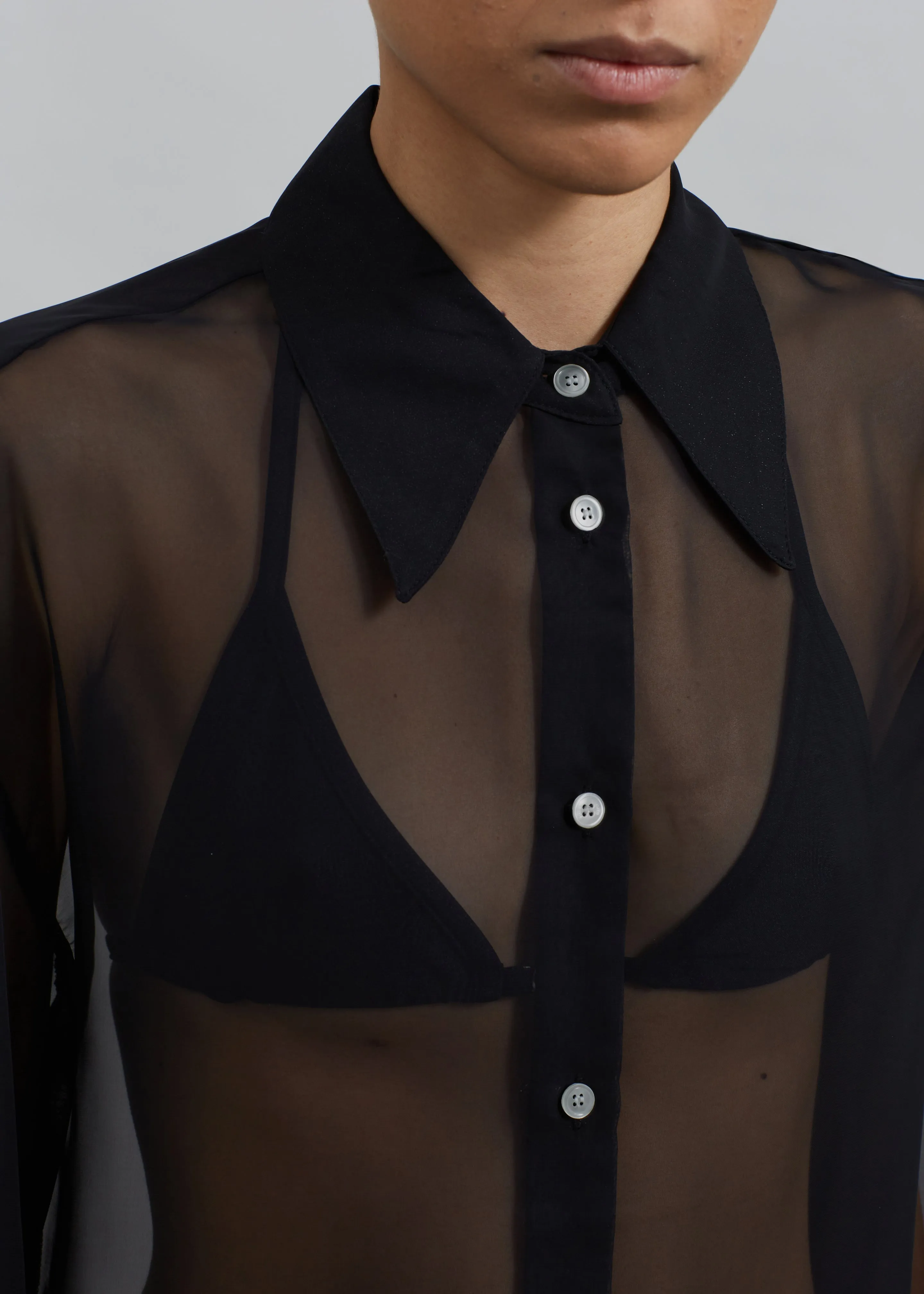 Deme Sheer Midi Shirt Dress - Black sold by Frankie Shop product image thumbnail 3